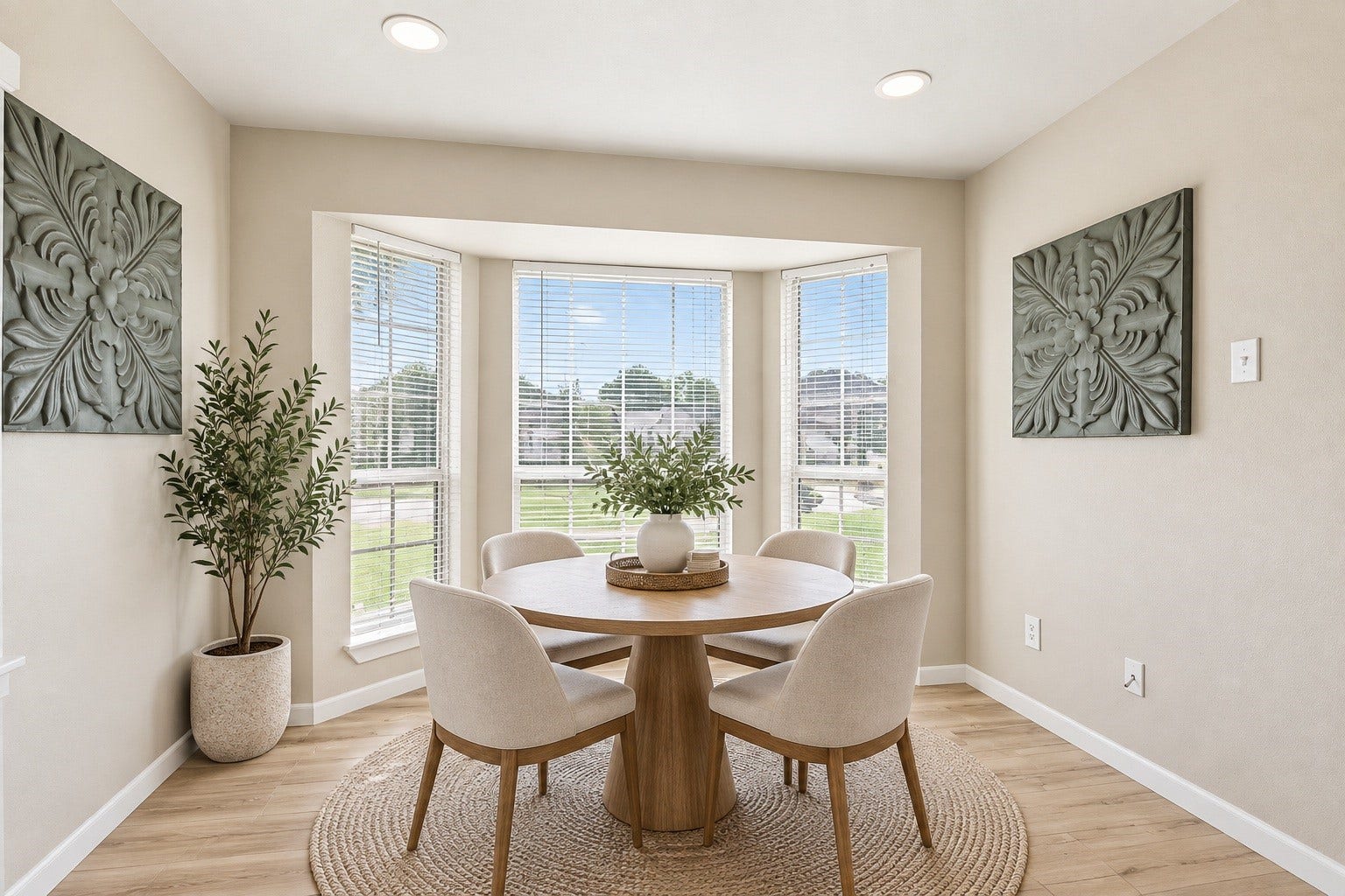 910 Centerwood Drive, Houston, TX 77013 The breakfast nook features a bay window that fills the space with natural light. Virtually staged.