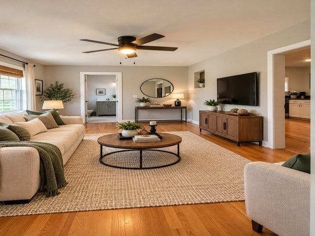 3689 County Road 851A, Brazoria, TX 77422 Staged living room. this is the actual size Just added furniture. Let's you see a vision of what can fit in this room.