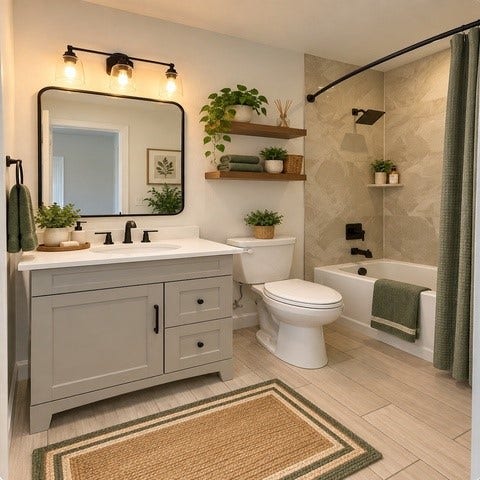 3689 County Road 851A, Brazoria, TX 77422 This is the staged bathroom that shows how you can add a few things and it will look amazing. See the vision.