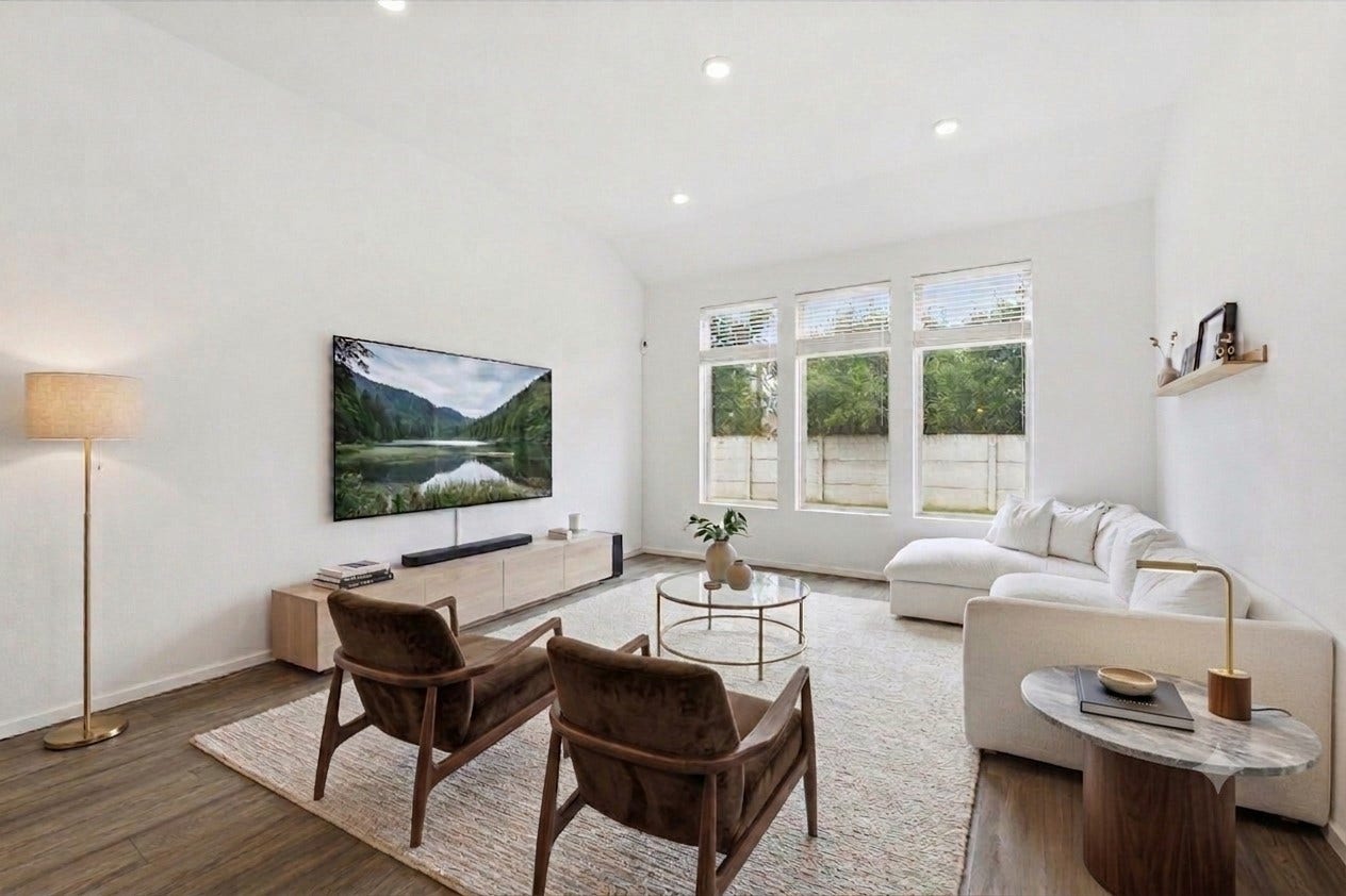 Virtually staged living room.  Easy to convert into your own space.