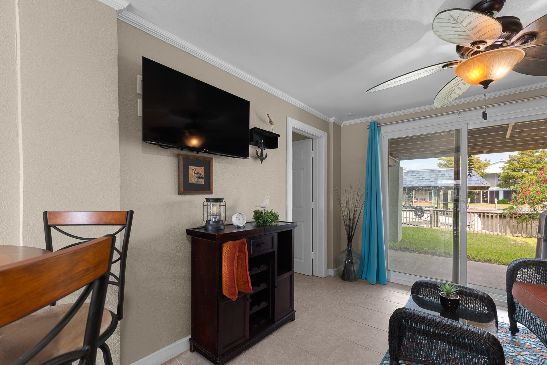66 Tarpon Street, Bayou Vista, TX 77563 Downstairs living area overlooking the canal