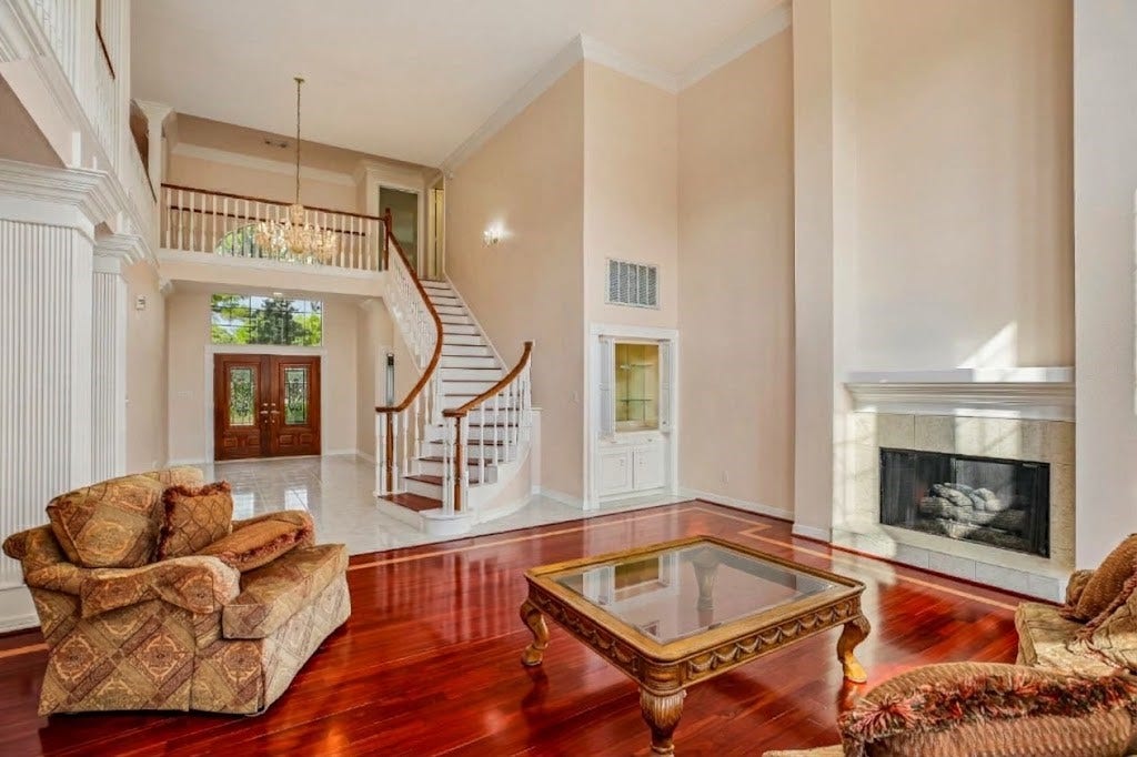 Gorgeous spiral stairway up to the second floor.