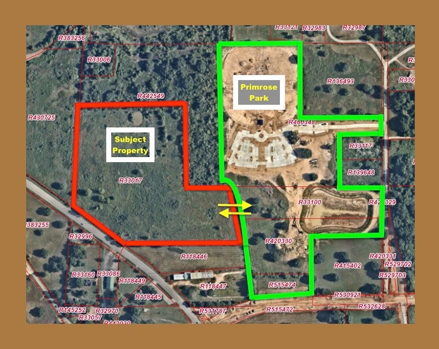 000 FM 359 Road, Fulshear, TX 77406 Boundary map and neigbhoring Primrose Park