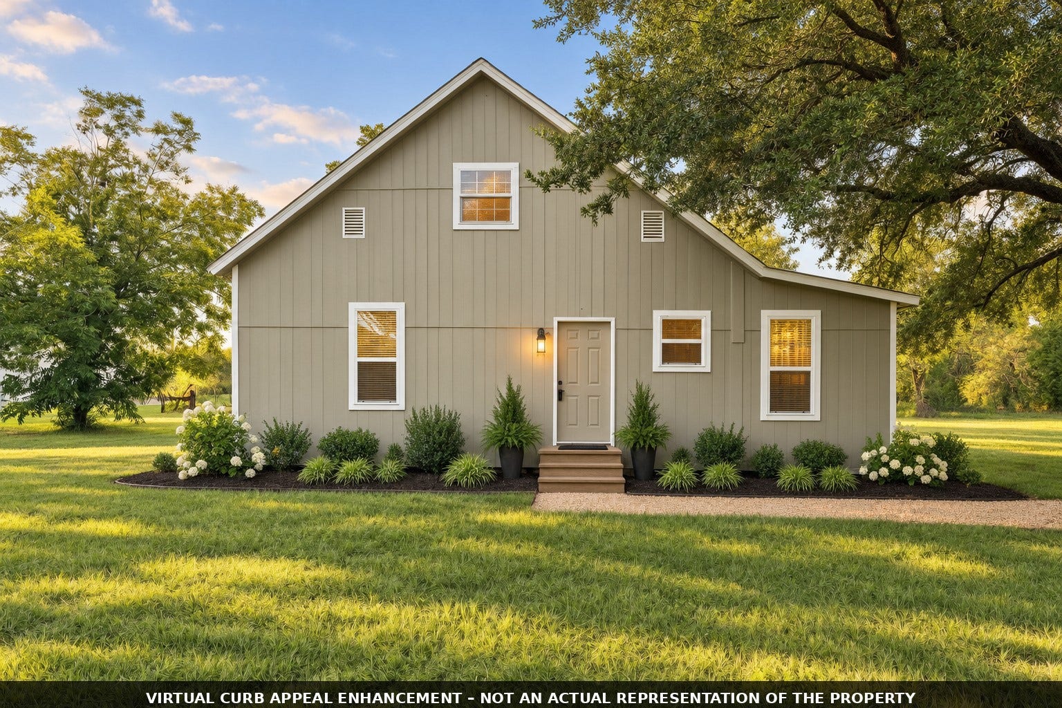 10534 Hufsmith Road, Tomball, TX 77375 Virtually enhanced landscape view showcasing the incredible curb appeal potential of this updated 1905-era vintage farmhouse. Perfect turn-key setup for a boutique local home business office or a future luxury estate guest house.