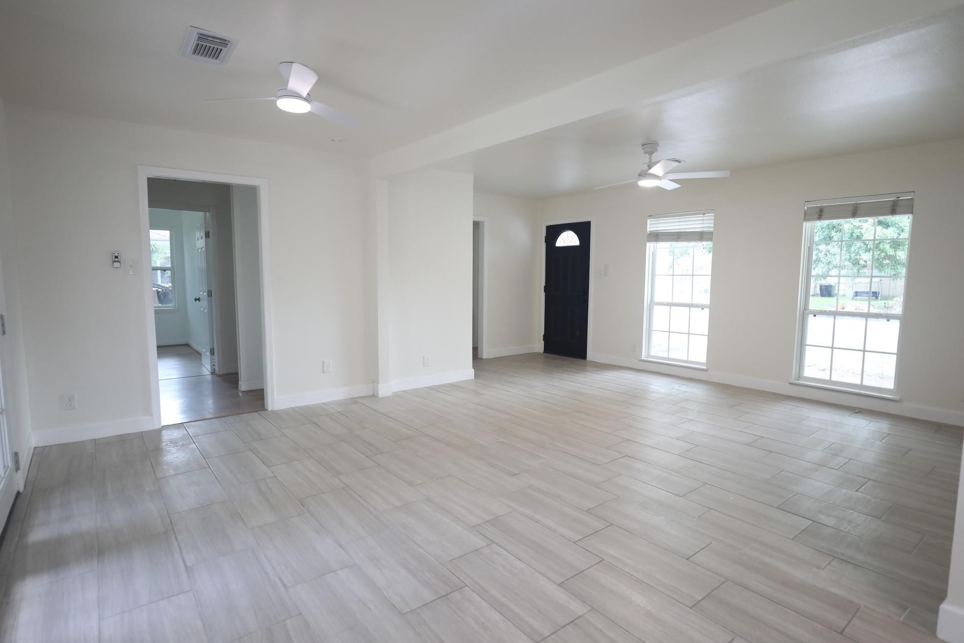 Large living, dining areas