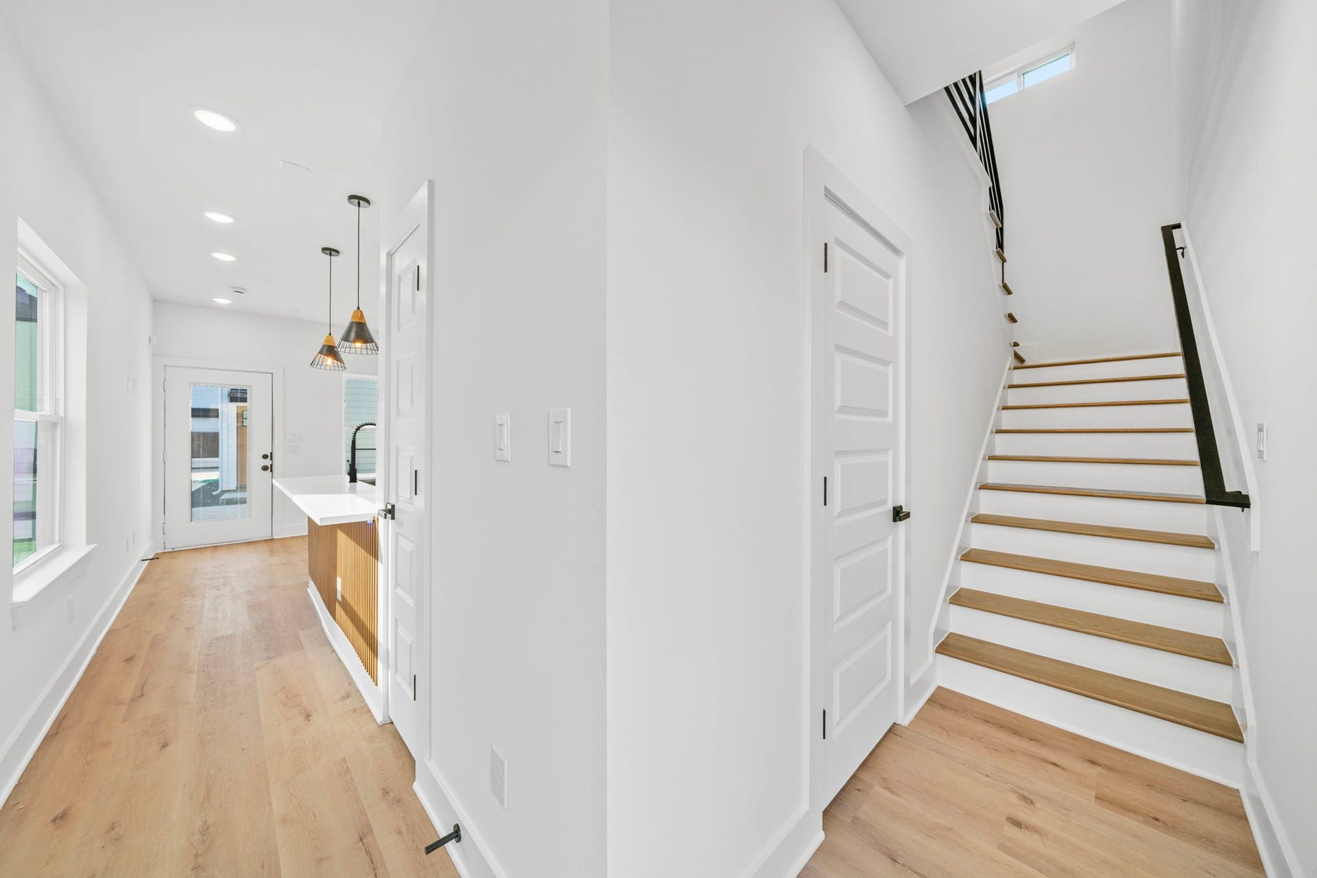 4607 Bricker Street, #A B C, Houston, TX 77051 Unit C hallway leading to the 1st floor half bath and stairs to the 2nd floor