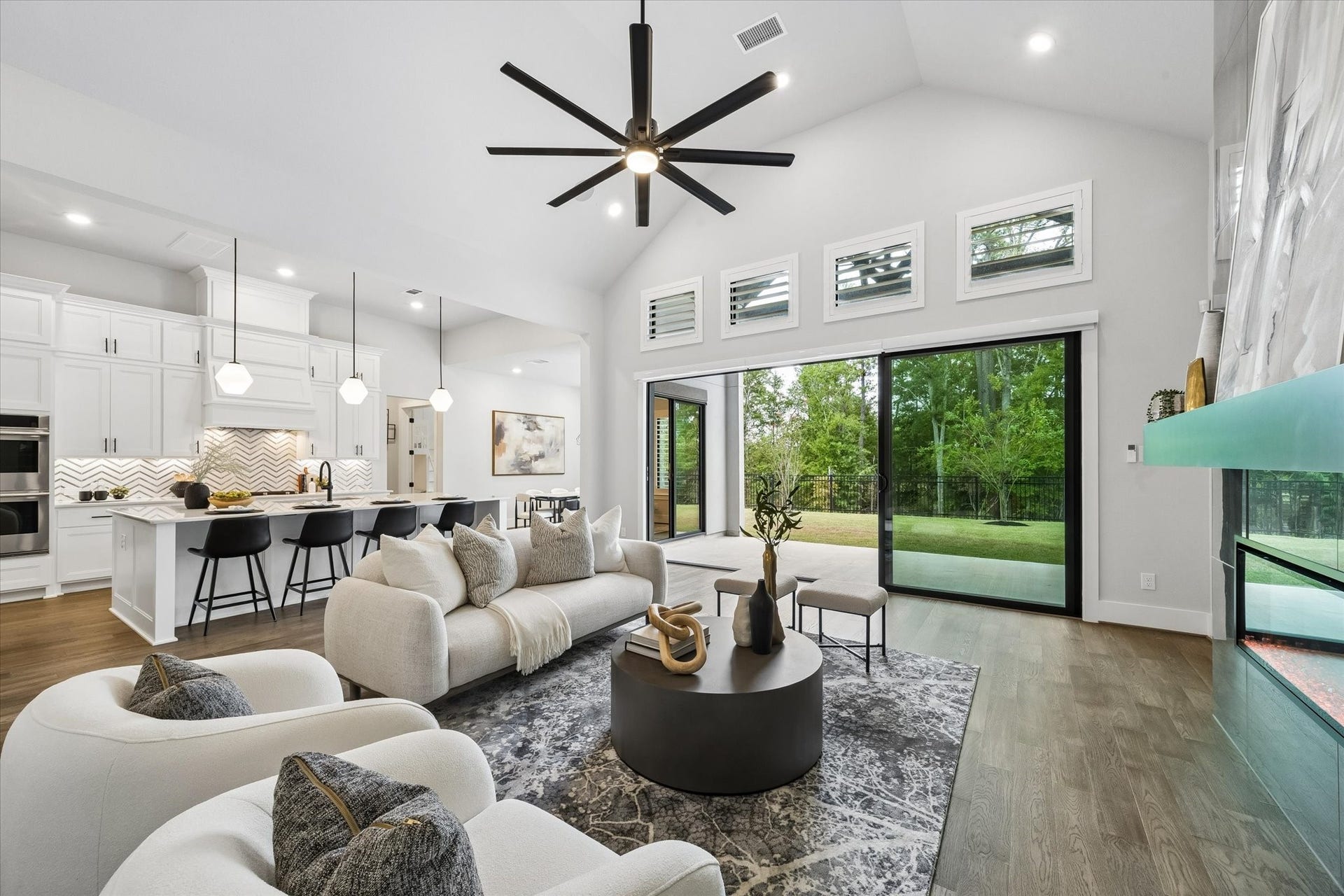 27720 Hazelbrook Lane, Spring, TX 77386 Another view of your Living Room looking out at the picturesque nature views. Your sliding glass doors lead to a 19'x11' (approx) Covered Patio.