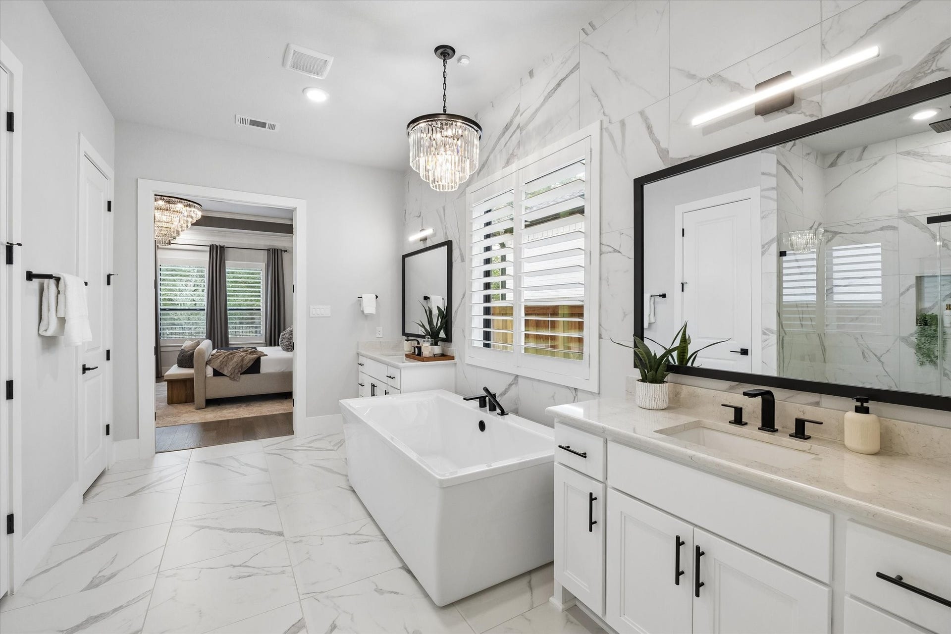 27720 Hazelbrook Lane, Spring, TX 77386 Notice the upgraded Plantation Shutters in the Primary Bathroom as well