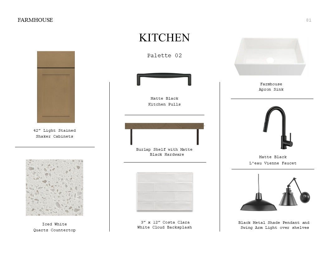 29443 Oaklawn View Drive, Waller, TX 77484 Farmhouse Look Palette 2: Kitchen Selection Sheet (*Artist rendering used for illustration purposes only.)