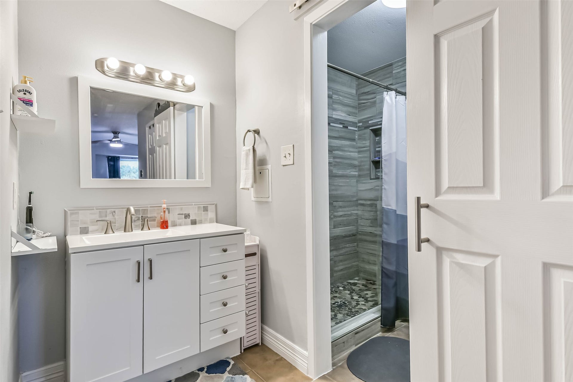 Updated bathroom with walk in shower
