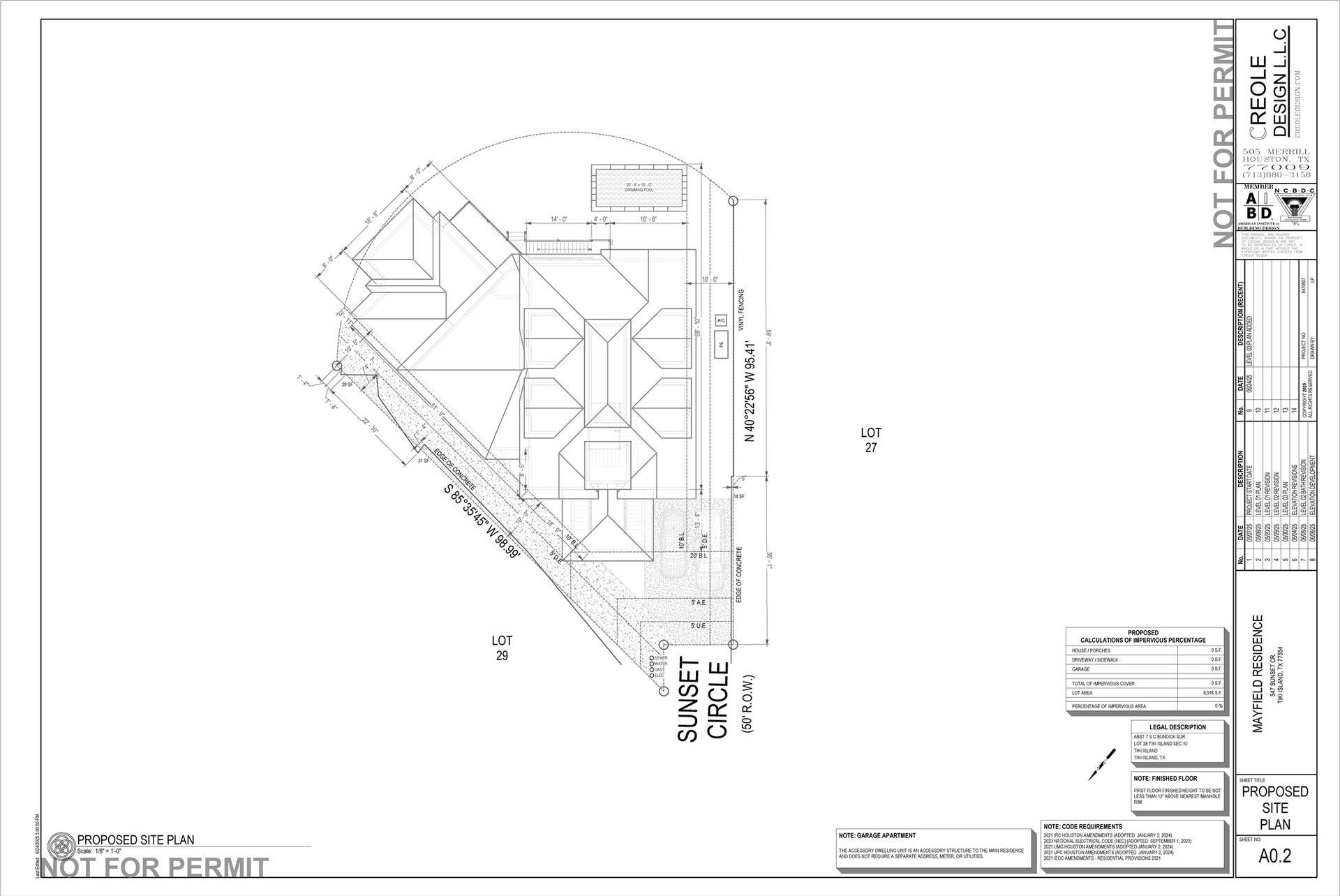 Complete building plans available for purchase. This is the bird's eye view showing the house, dock, pool and plenty of parking.