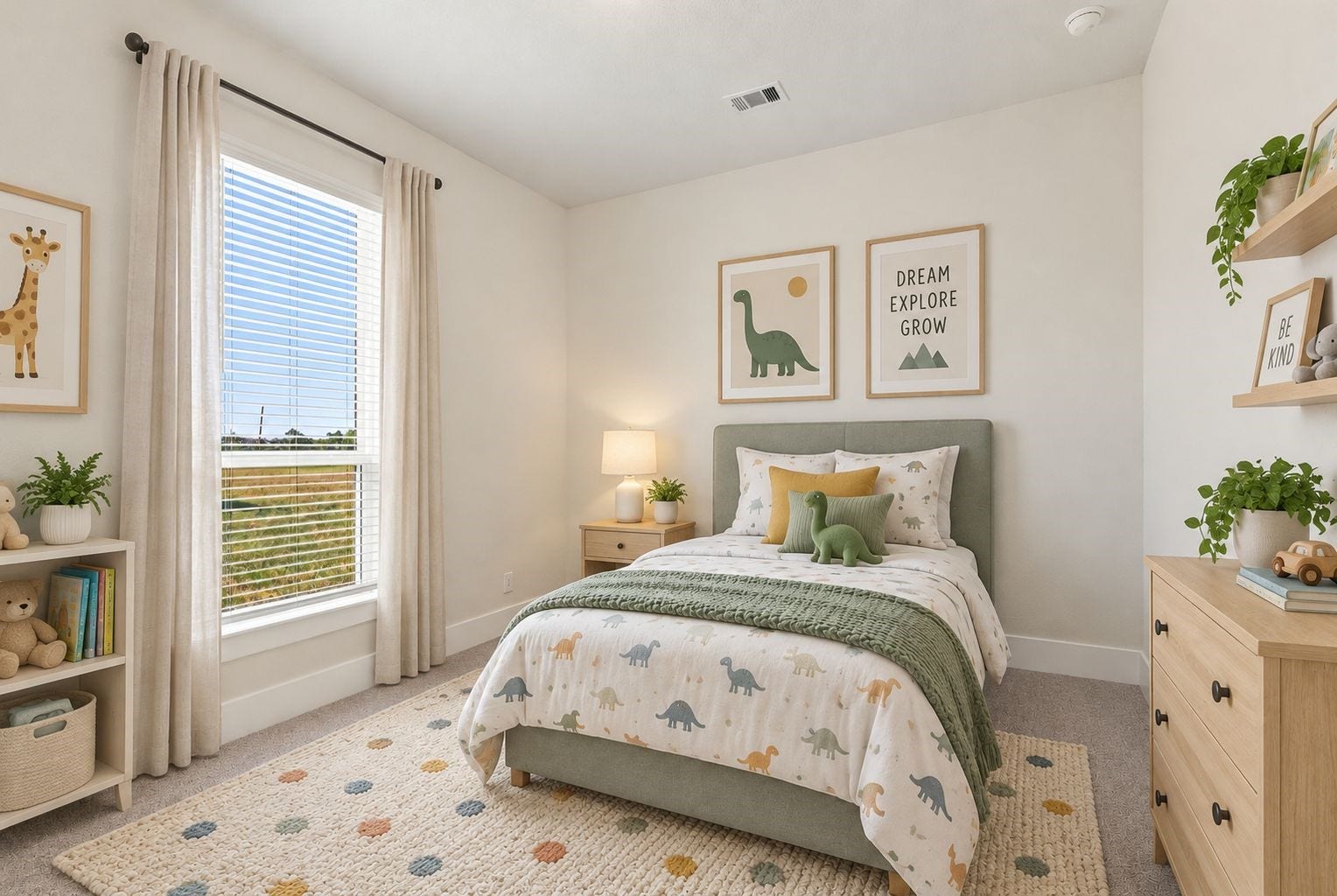 A BRIGHT & CHEERFUL BEDROOM! This INVITING secondary bedroom features a large window, charming decorative touches, and a soothing color palette! The comfortable layout offers a wonderful space for family, guests, or a personalized bedroom retreat! **Photo is Virtually Staged**