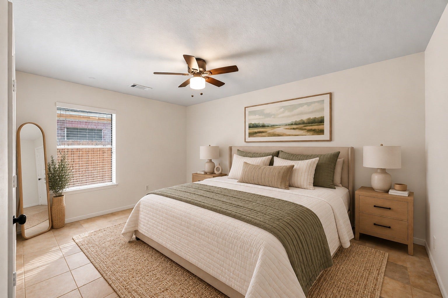 2331 Princess Deanna Lane, Katy, TX 77493 Virtually Staged: Designed with low-maintenance tile flooring and clean lines, this versatile bedroom provides flexible floor space for guests, a home office, or a nursery.