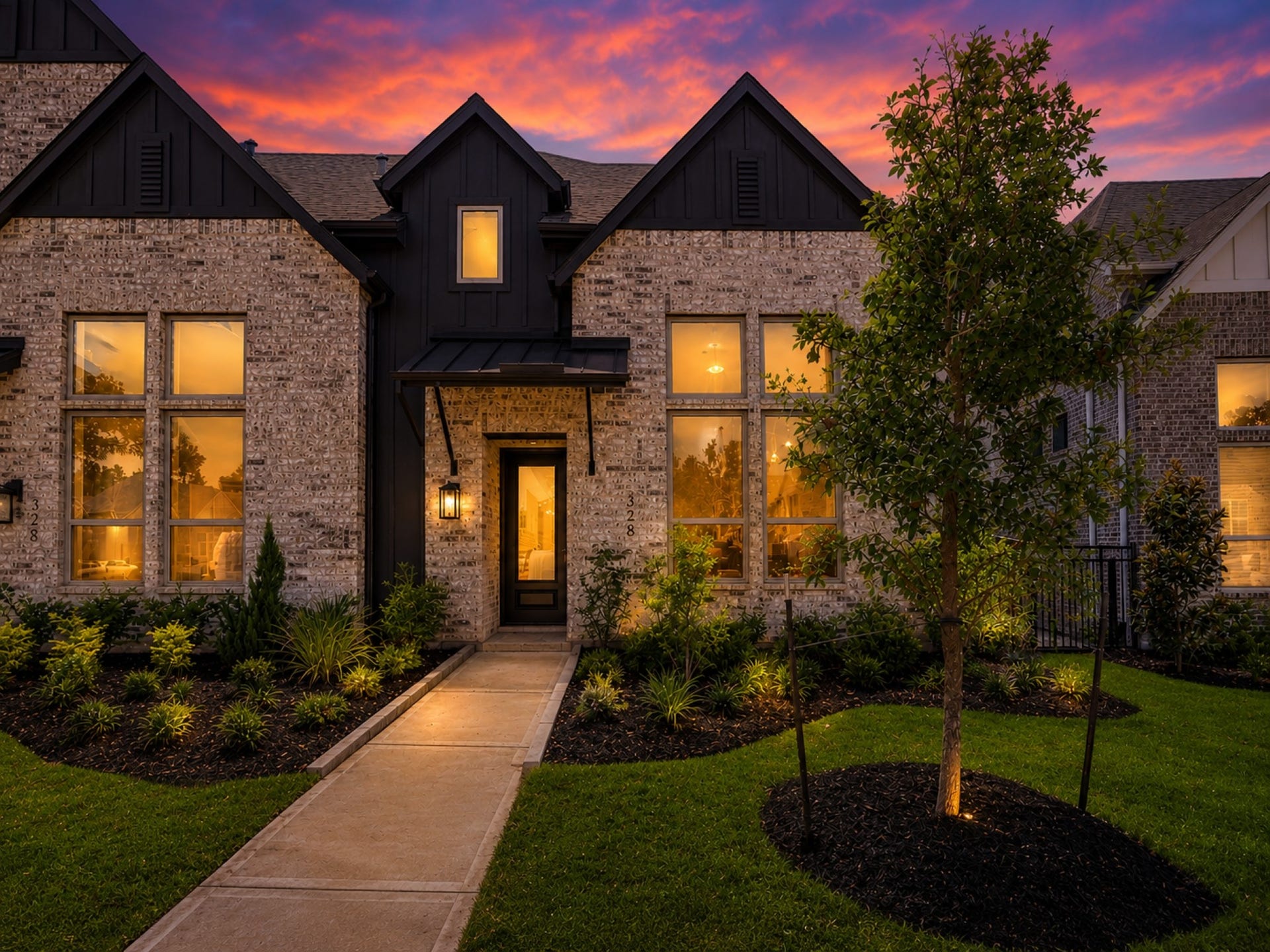 308 Fields Lane, Montgomery, TX 77316 Ashford Elevation at night
