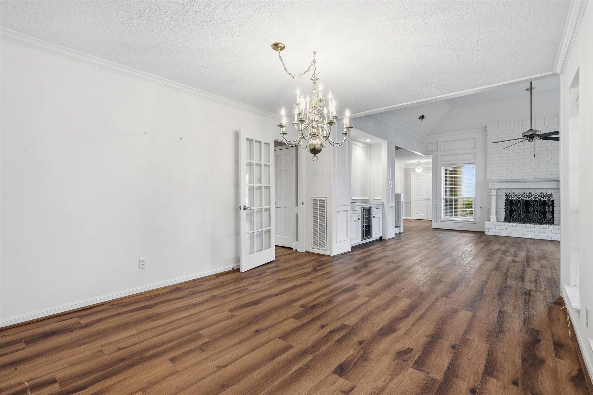 Spacious dining area offers plenty of room for entertaining family and friends.