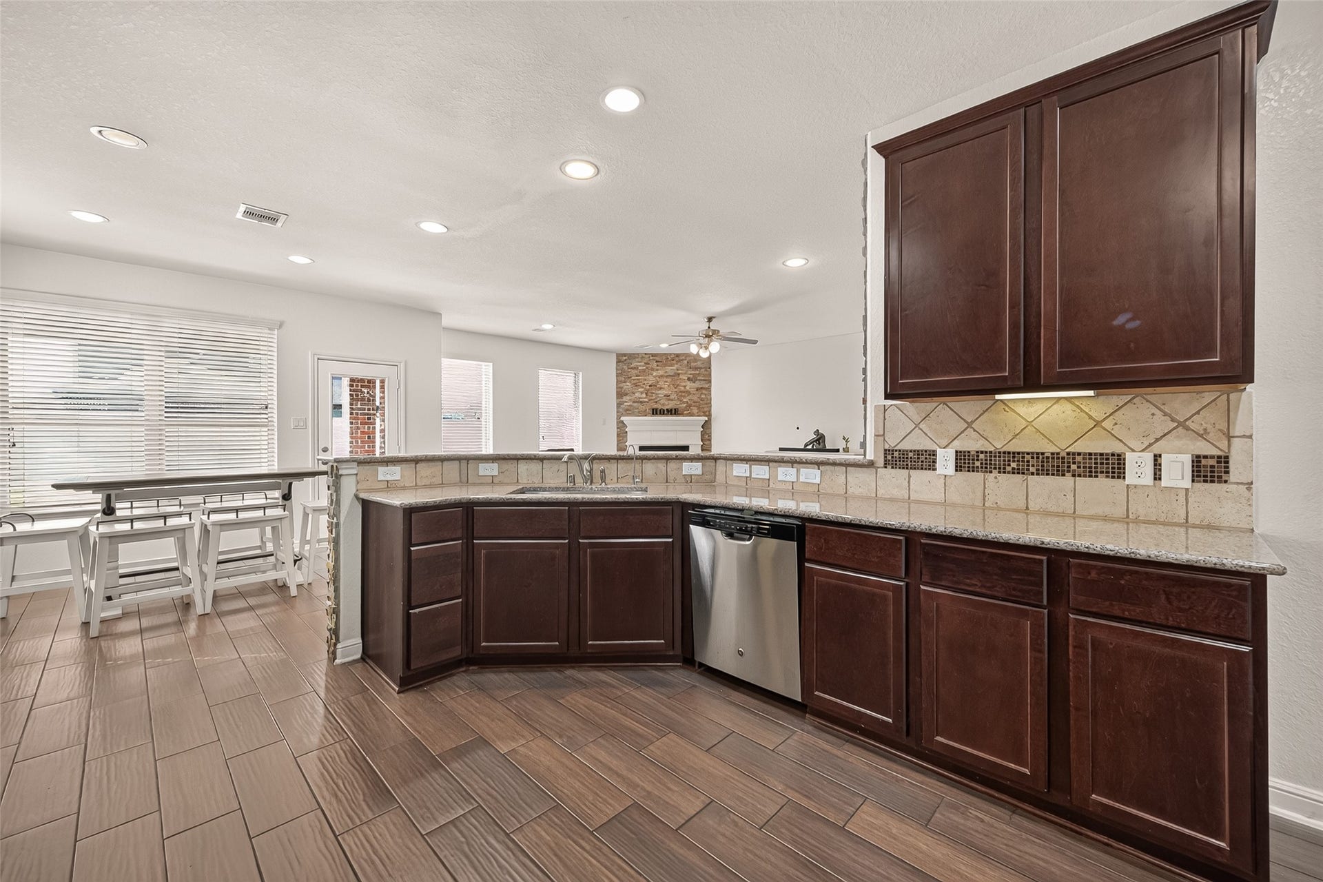 2826 Verdant Spring Trail, Katy, TX 77493 Another perspective of the spacious kitchen and breakfast room, thoughtfully designed for everyday comfort and casual dining.