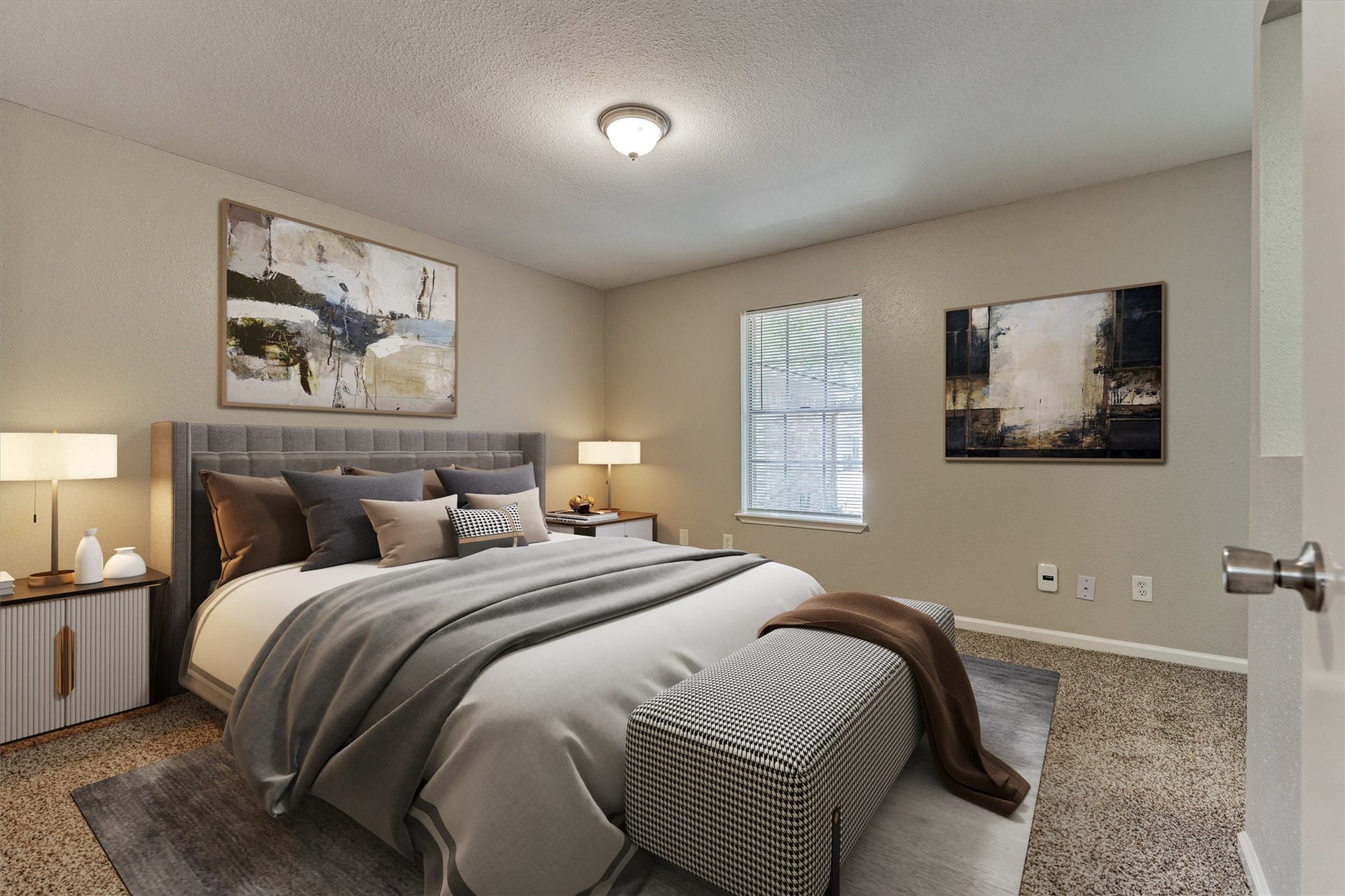 26 W Broken Oak Court, The Woodlands, TX 77381 This virtually staged photo helps you to visualize the spaciousness of the primary bedroom.