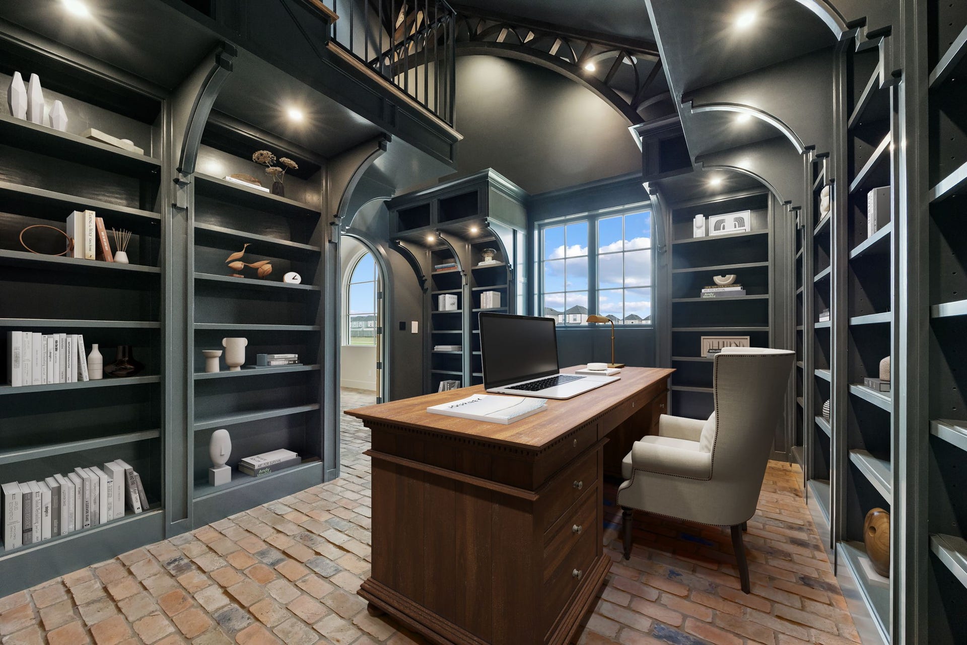 4233 Two Gun Way, Katy, TX 77494 Virtually staged downstairs of library.