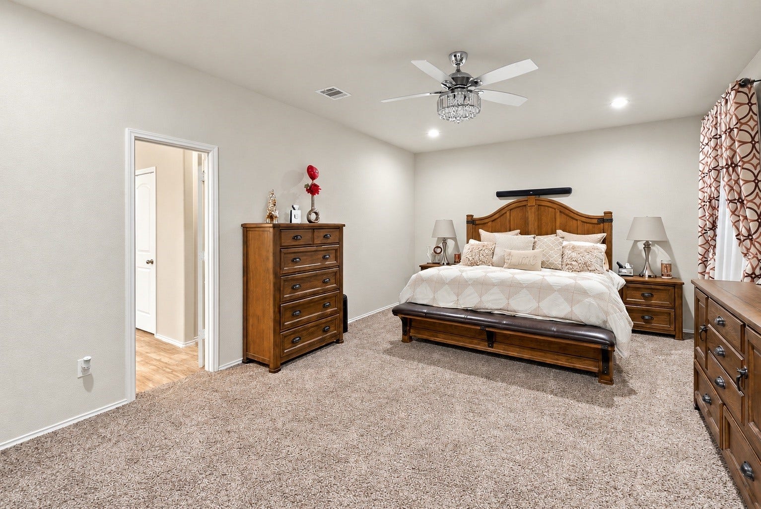 18042 Atwood Mill Drive, New Caney, TX 77357 Retreat to the generously sized primary bedroom with plenty of room for substantial furnishings.