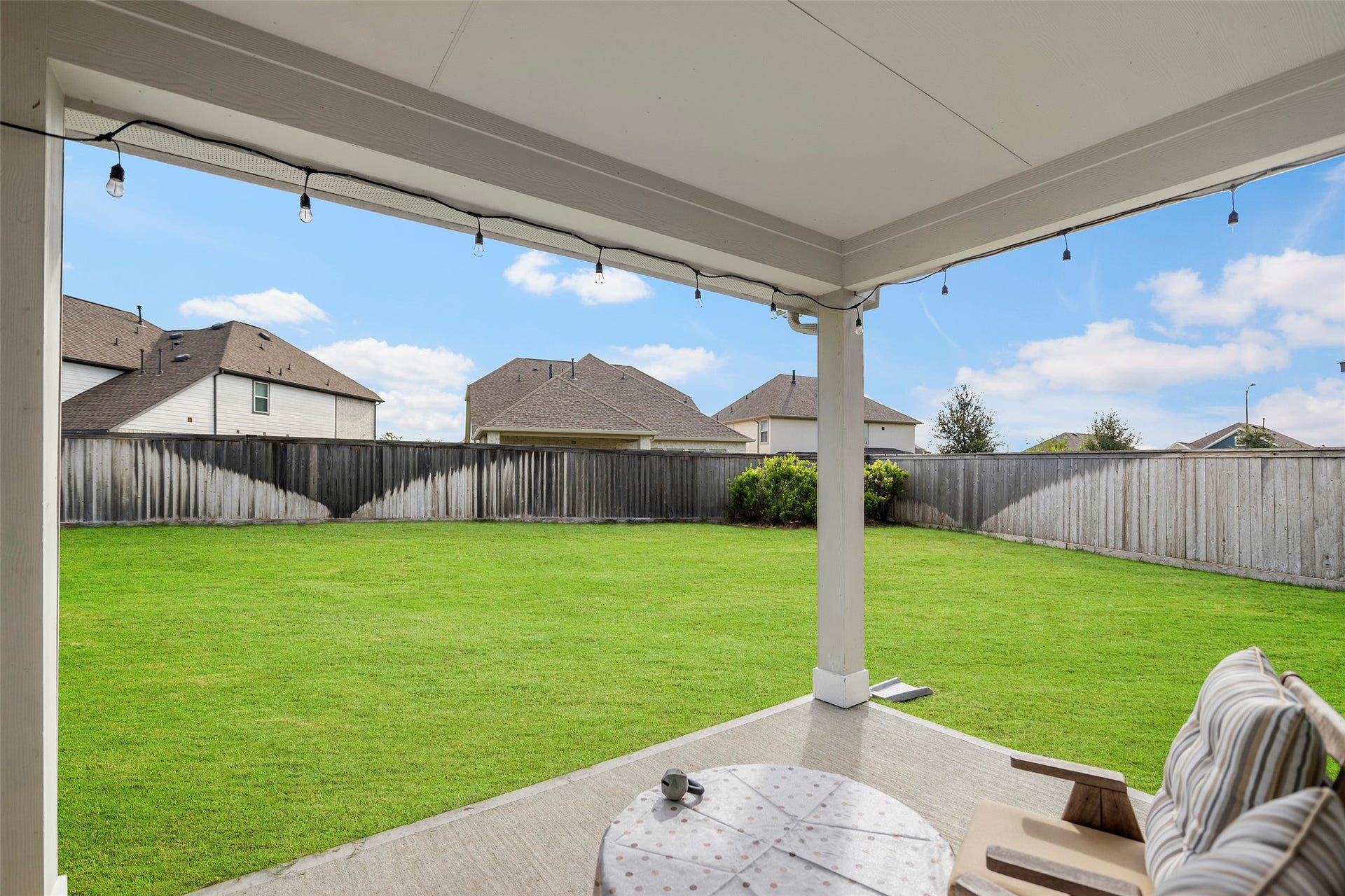10810 Carolina Willow Court, Cypress, TX 77433 Covered back patio overlooking the spacious backyard.