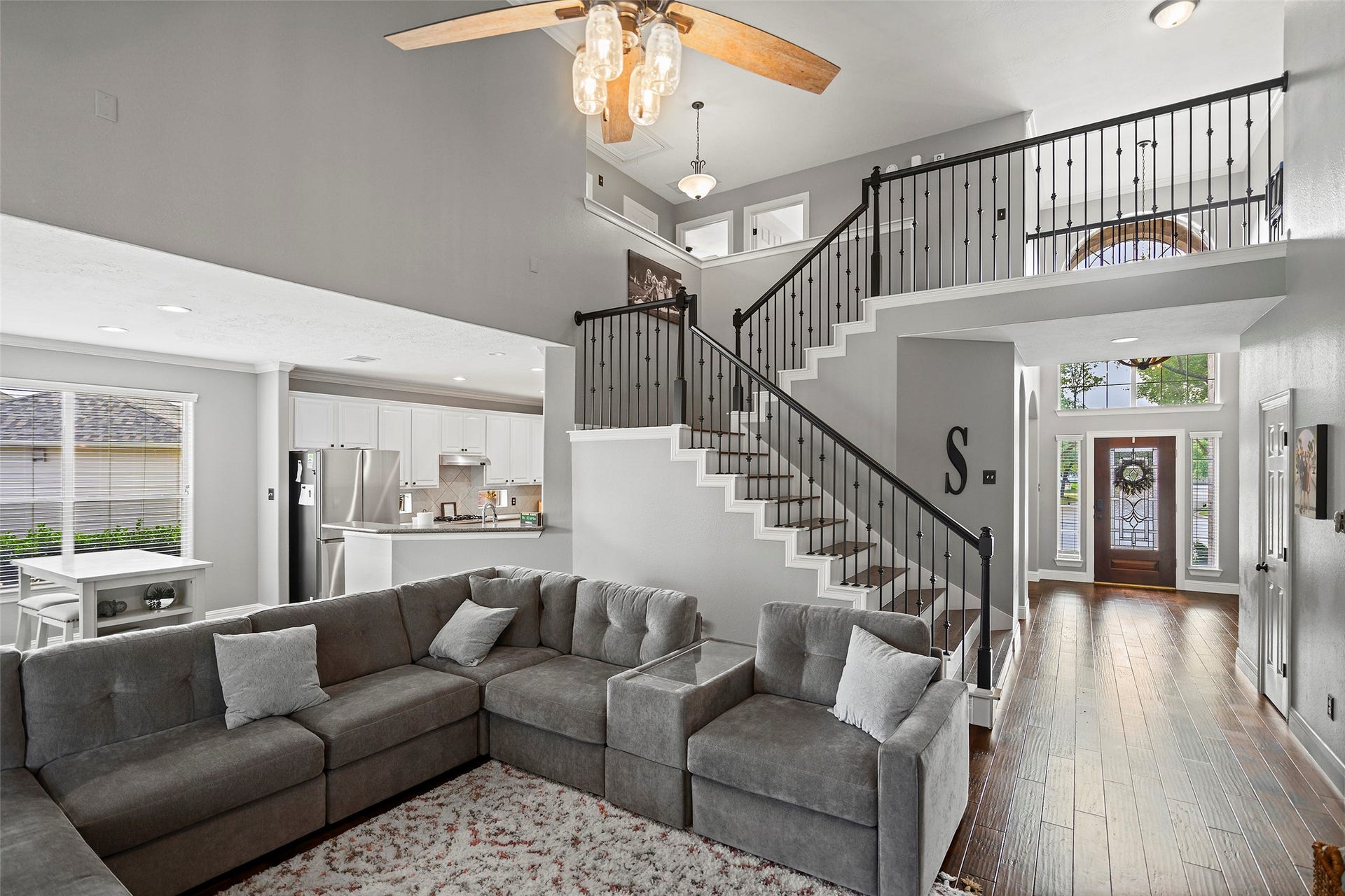 17415 Old Court Drive, Tomball, TX 77377 Family Room with View of Breakfast Room, Kitchen, Stairs and Front Entry