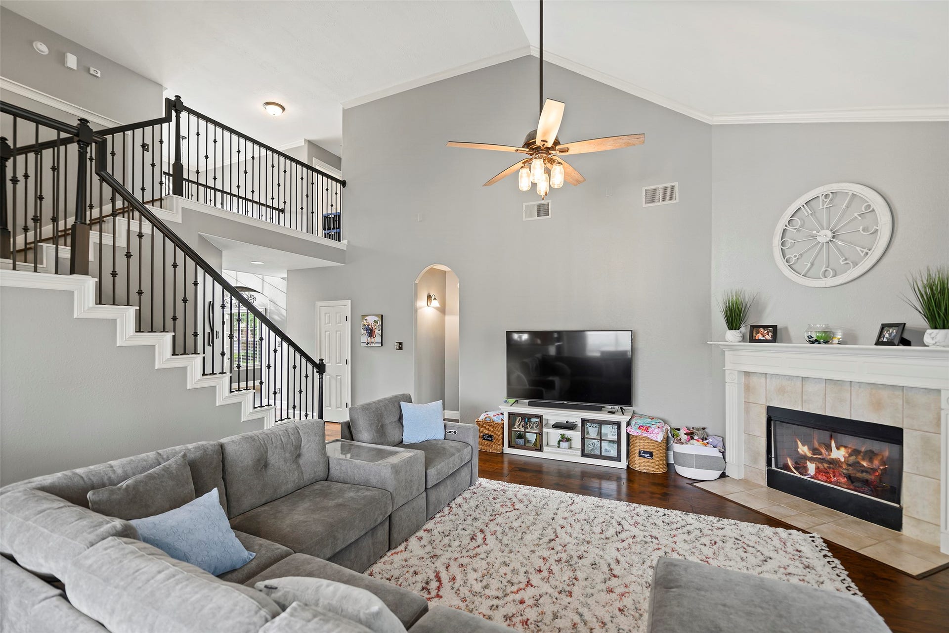 17415 Old Court Drive, Tomball, TX 77377 Family Room with view of Stairs