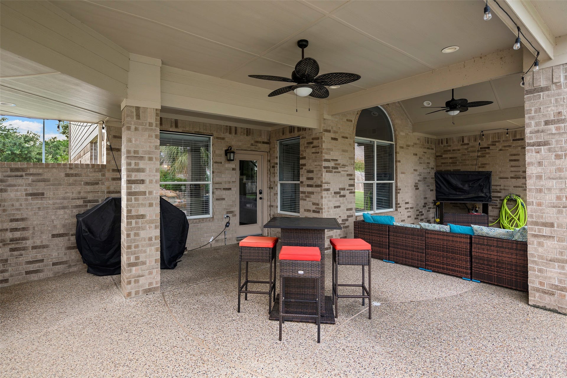 17415 Old Court Drive, Tomball, TX 77377 Spacious Covered Patio with Ceiling Fans to help keep you cool on those hot days