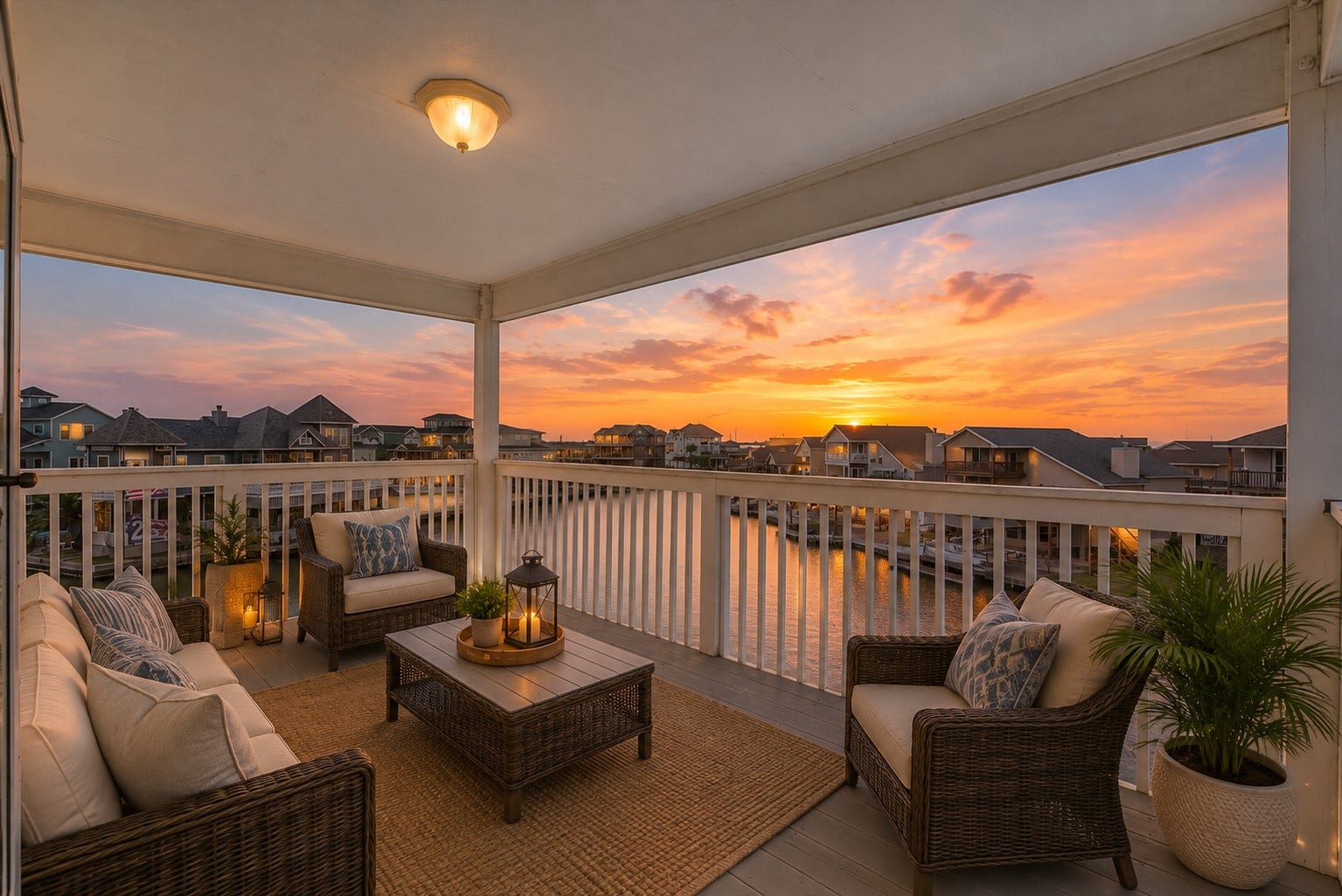 314 Windward Way, Tiki Island, TX 77554 The private primary retreat offers its own waterfront balcony