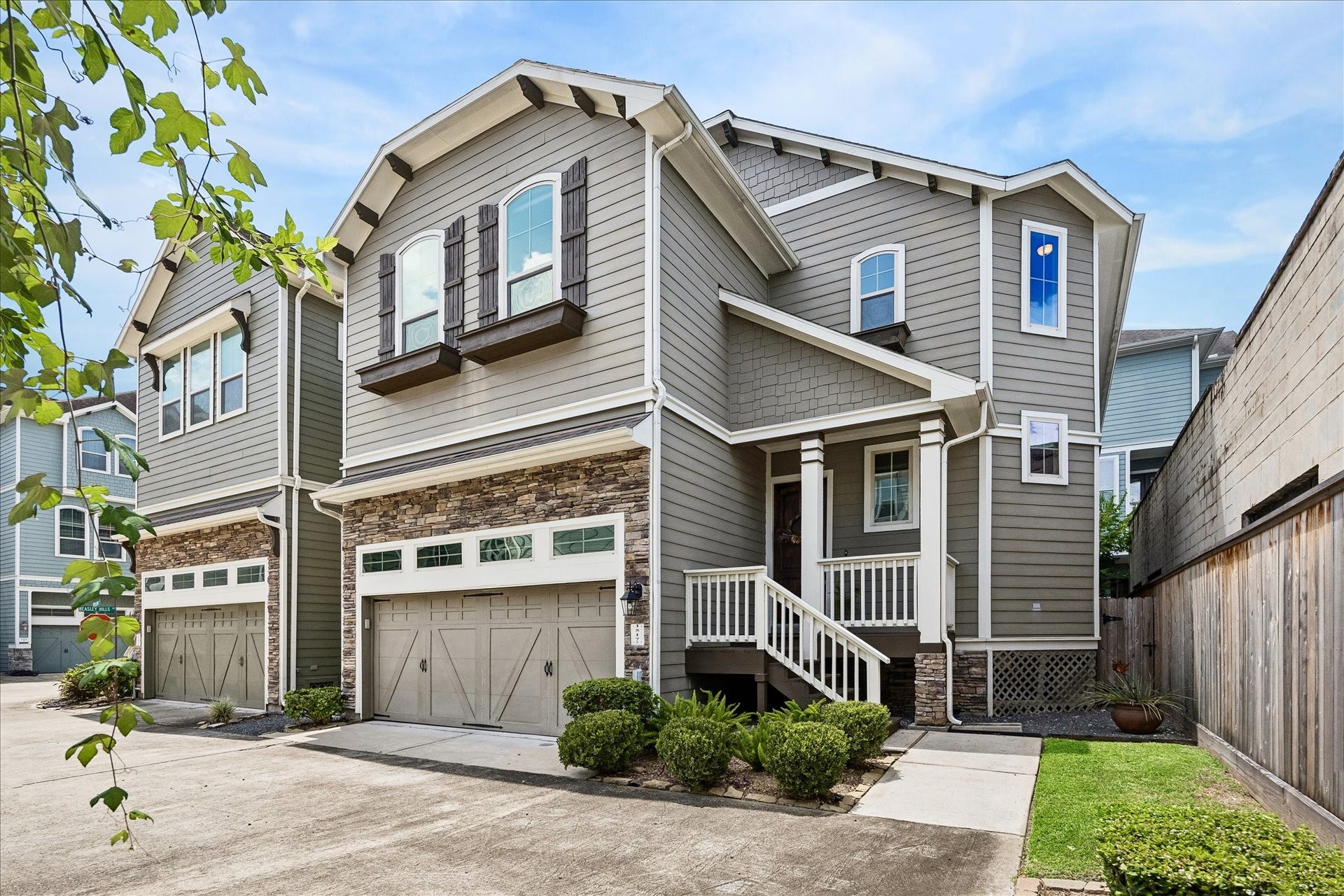 1517 Dyer Lake Lane, Houston, TX 77008 Charming two-story home with elegant stone accents and a welcoming front porch. Features a spacious two-car garage and beautiful landscaping, offering both style and functionality.