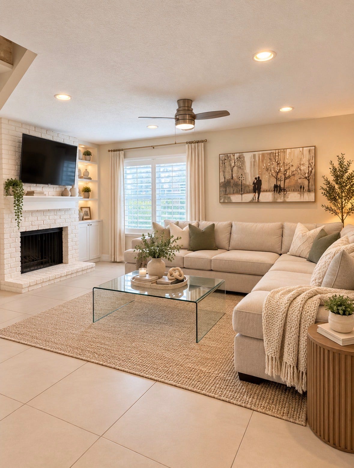 Virtually staged living room