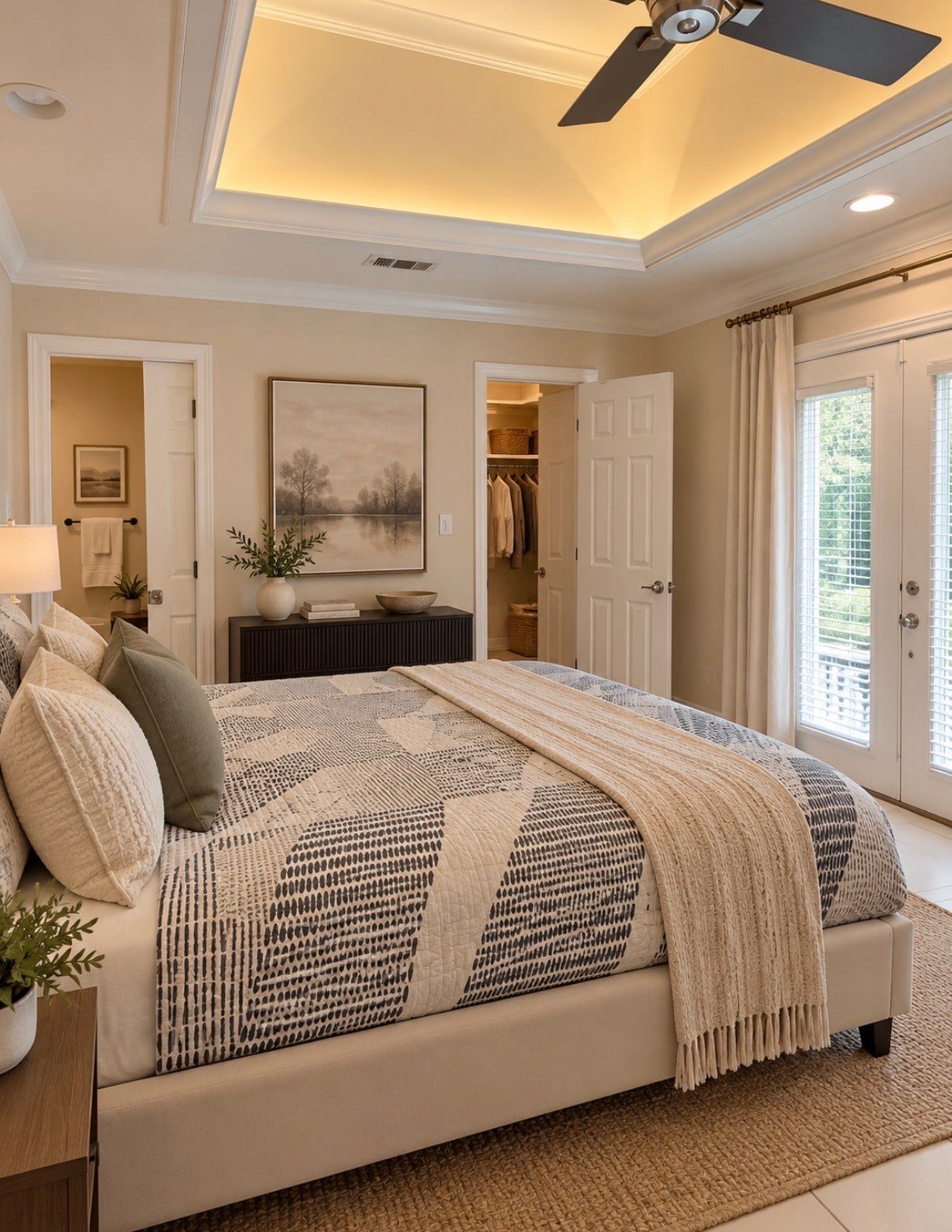 Virtually staged primary bedroom