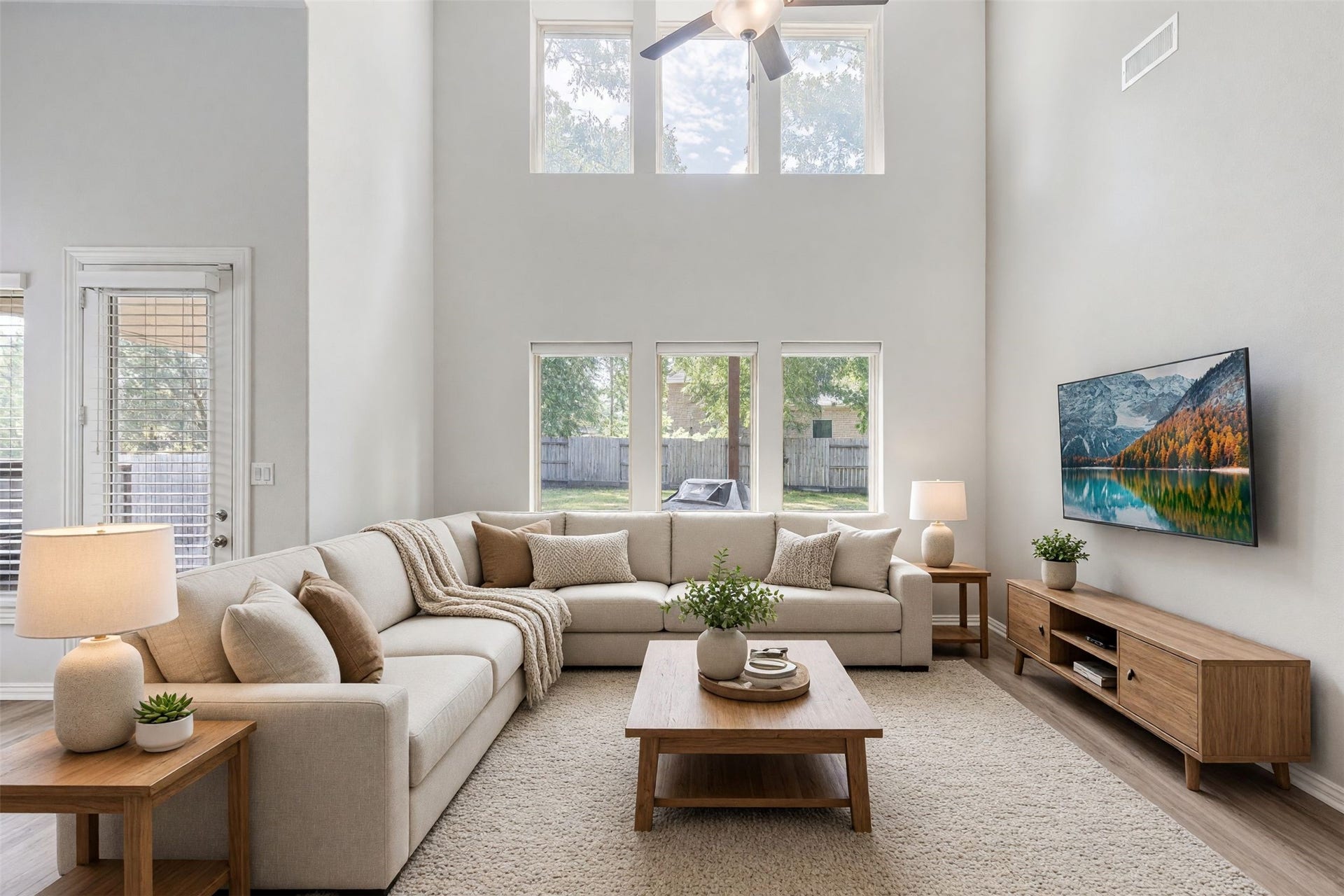 Virtually staged living room.