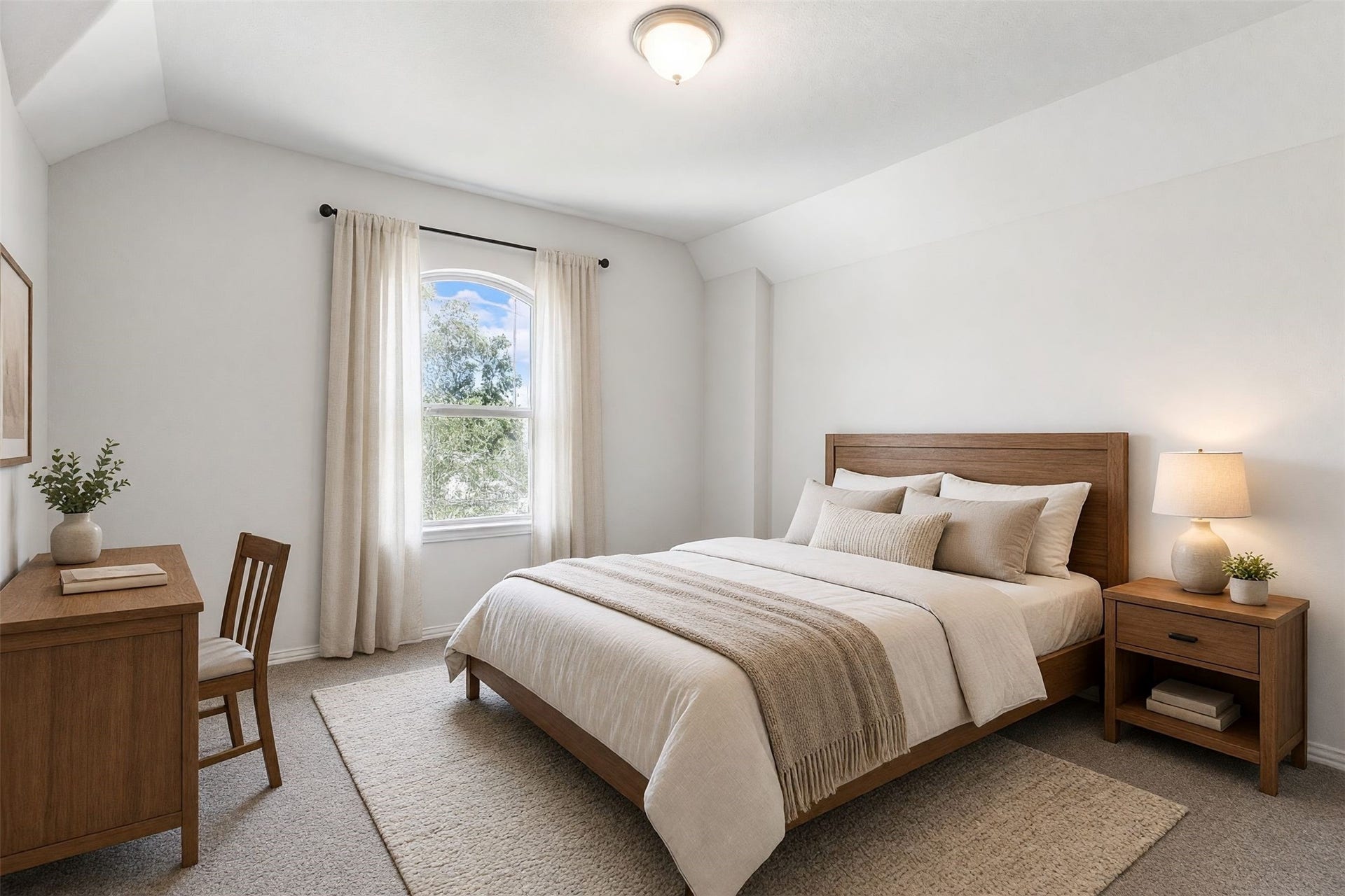 Virtually staged secondary bedroom.