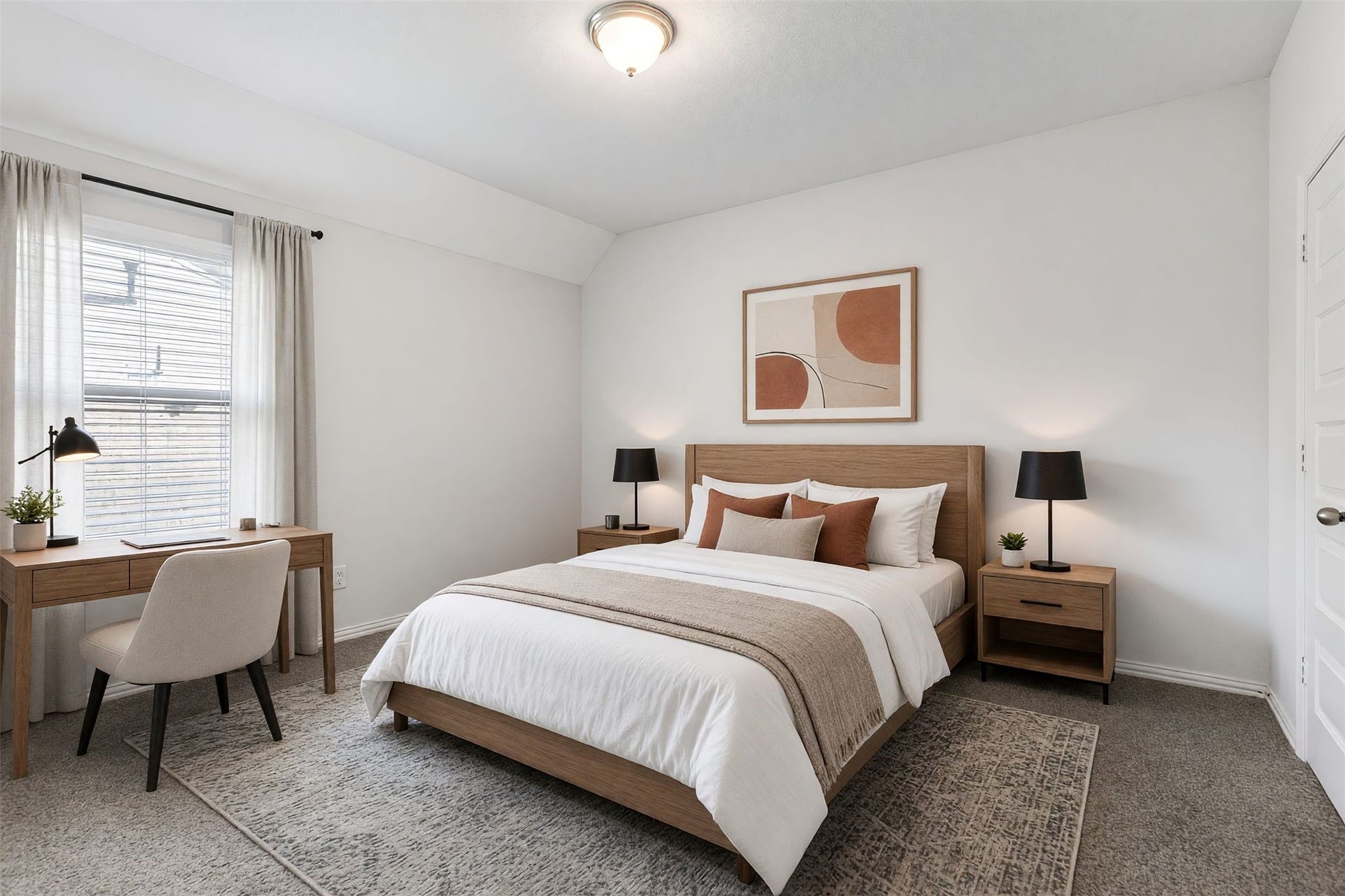 Virtually staged secondary bedroom.
