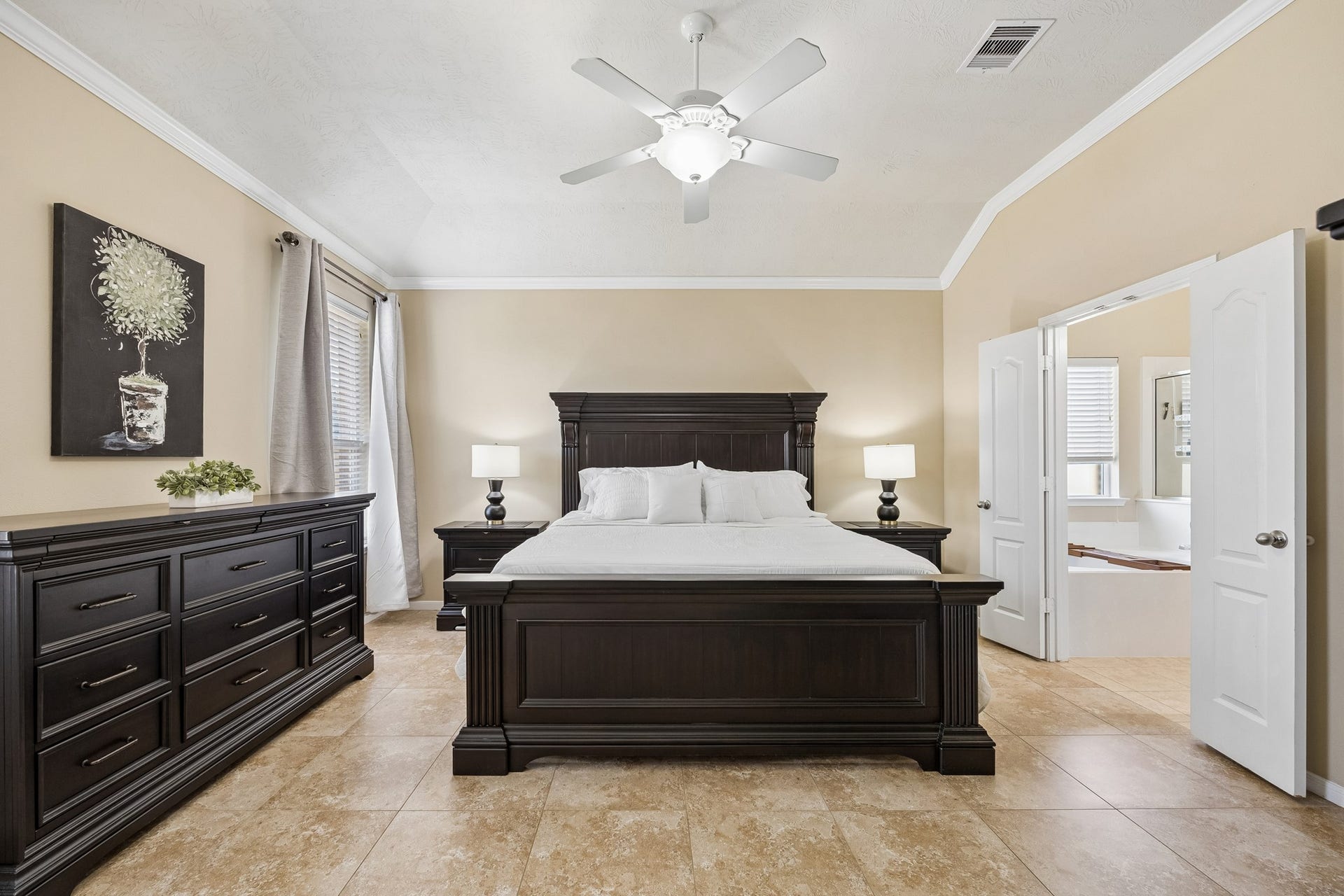 26251 Caper Meadow Lane, Katy, TX 77494 Primary Suite has wide double doors that lead to the spa like bathroom.
