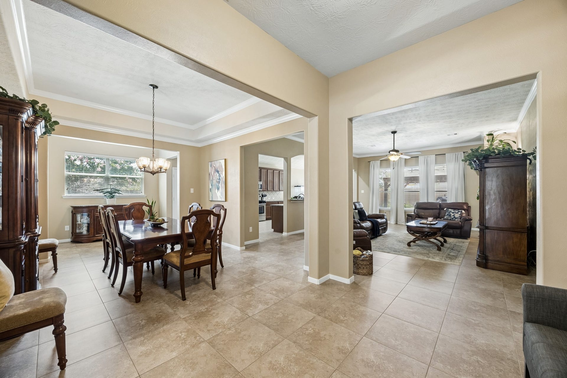 26251 Caper Meadow Lane, Katy, TX 77494 This is the view of the Formal Dining Room and the open concept floorplan that leads directly into the Family Room.