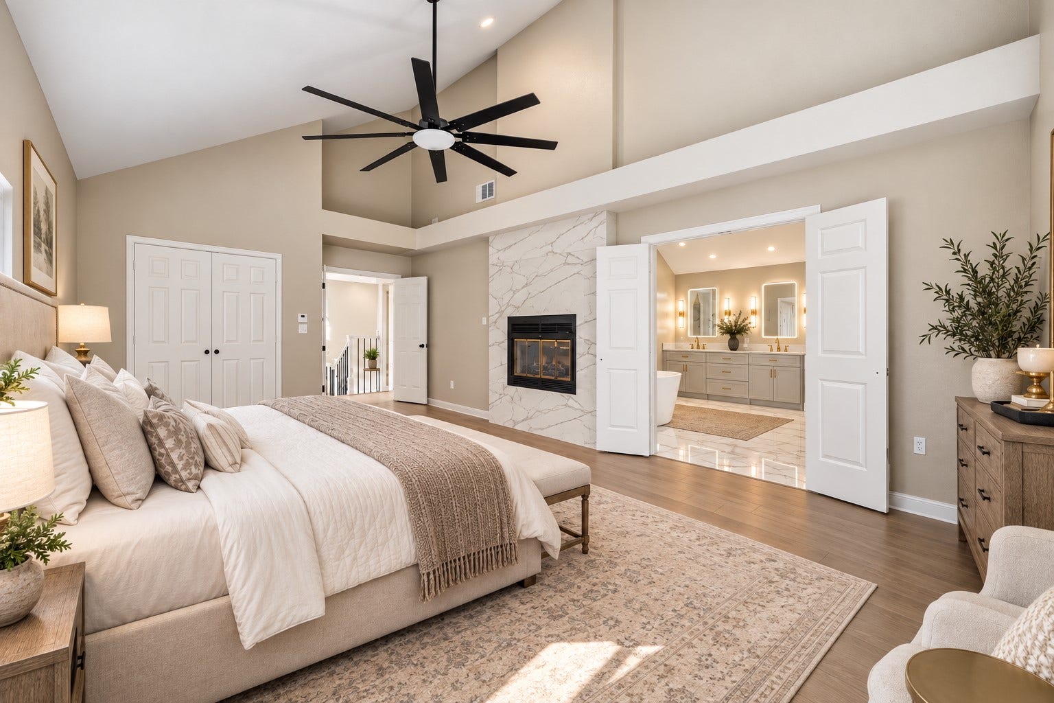Virtually staged Primary suite