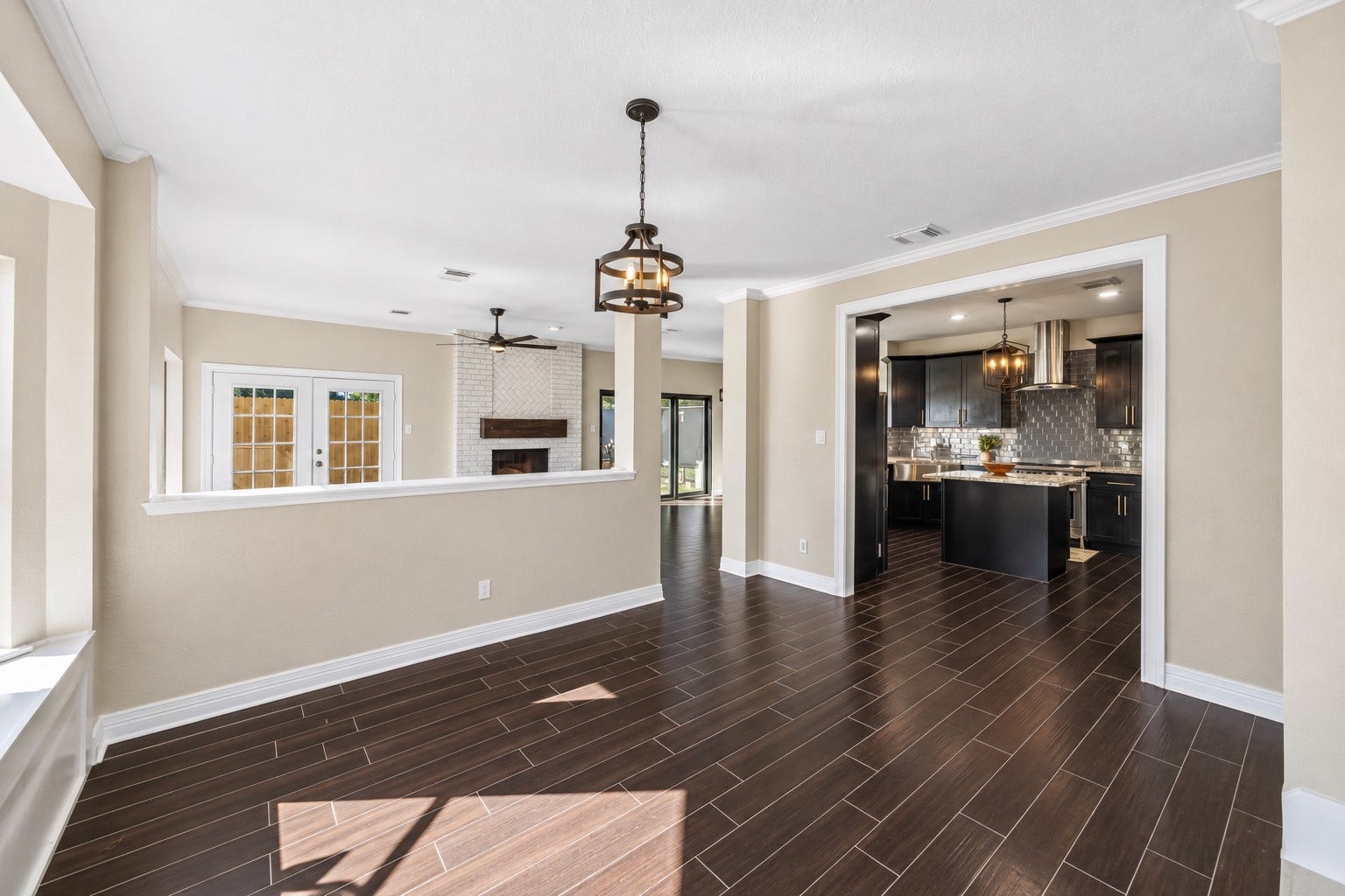 Formal Dining room into Kitchen area