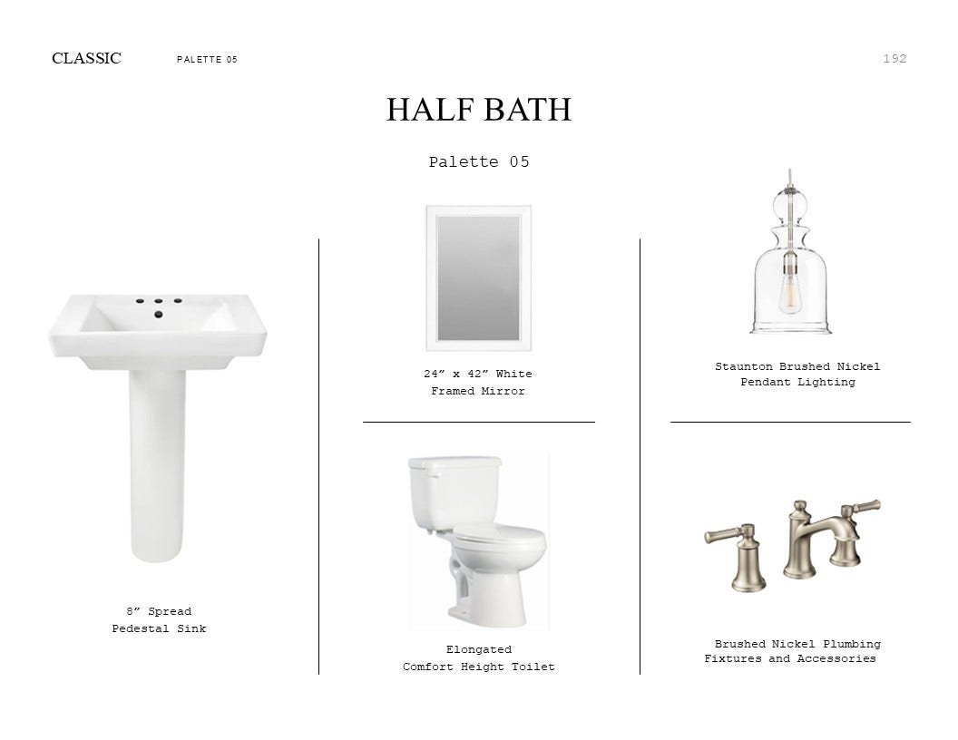 1801 S Wildflower Drive, Deer Park, TX 77536 Classic Look Palette 5: Half Bath Selection Sheet (*Artist rendering used for illustration purposes only.)