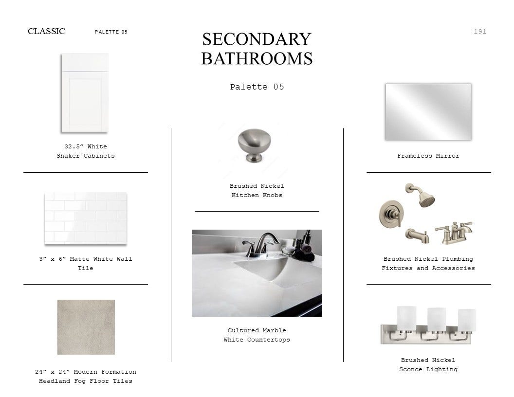 1801 S Wildflower Drive, Deer Park, TX 77536 Classic Look Palette 5: Half Bath Selection Sheet (*Artist rendering used for illustration purposes only.)