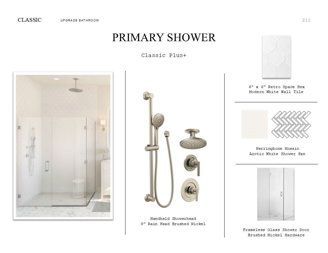 1801 S Wildflower Drive, Deer Park, TX 77536 Classic Look Palette 5: Primary Bathroom Selection Sheet (*Artist rendering used for illustration purposes only.)
