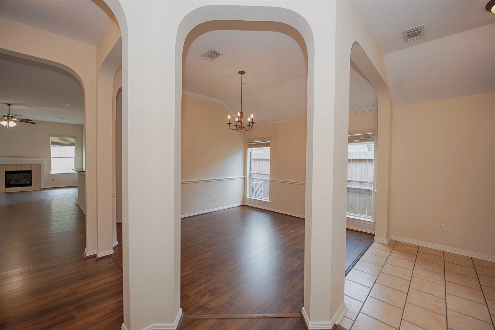 Gorgeous architectural detail surrounding the formal dining room.