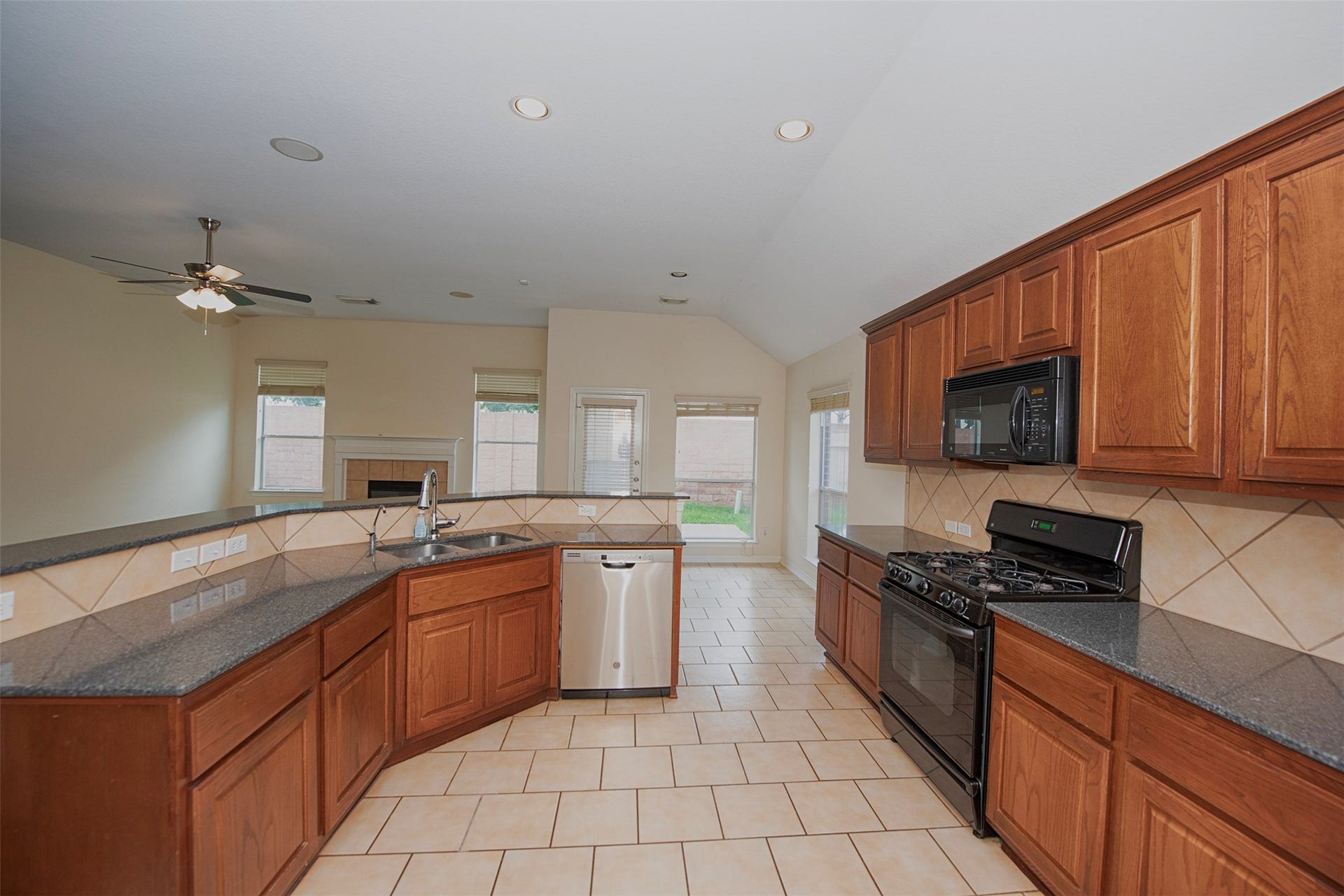 This large gourmet kitchen with amazing space and storage.