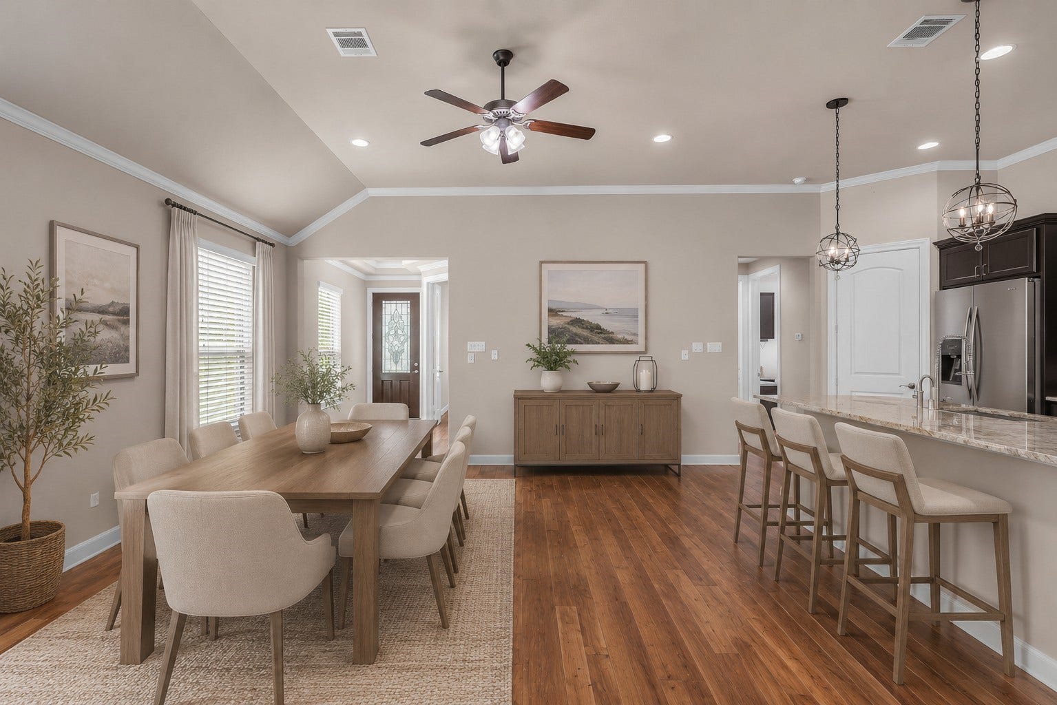 Virtually Staged - Dining Room open to kitchen