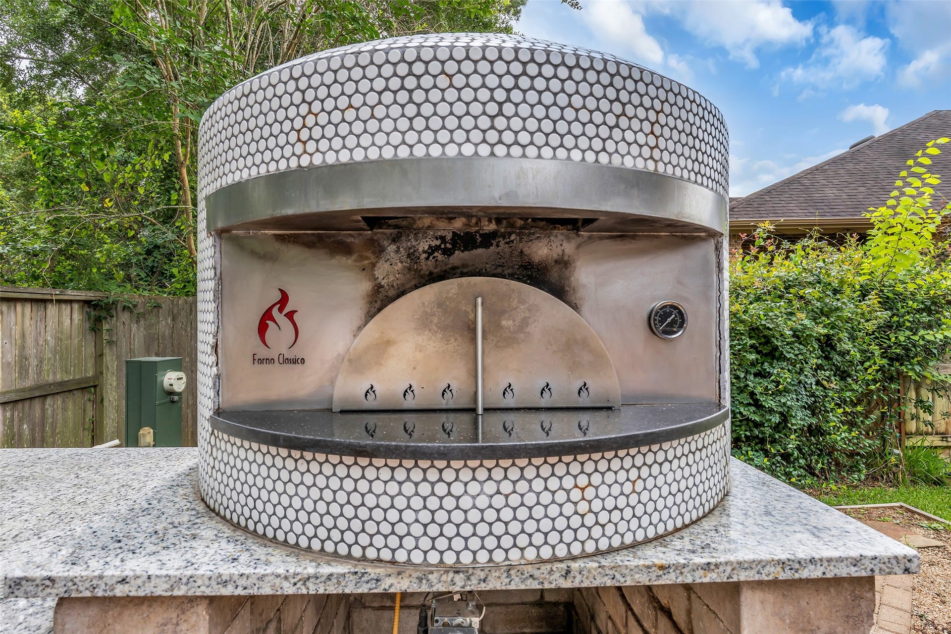Commercial pizza oven ($15,000 upgrade) is ready to entertain friends and neighbors.