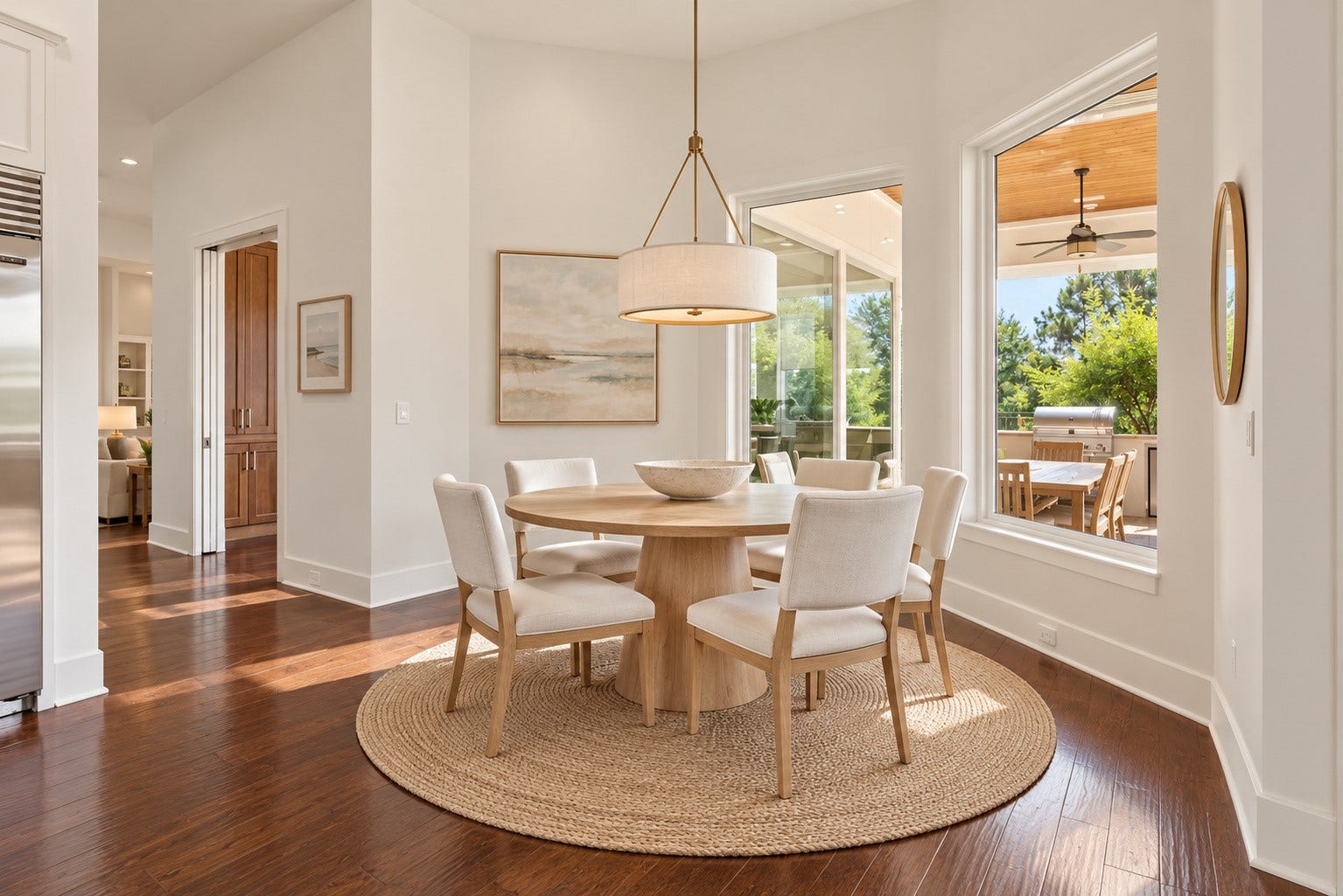 46 Lamerie Way, The Woodlands, TX 77382 Charming breakfast room filled with natural light, overlooking the covered patio and sparkling pool.