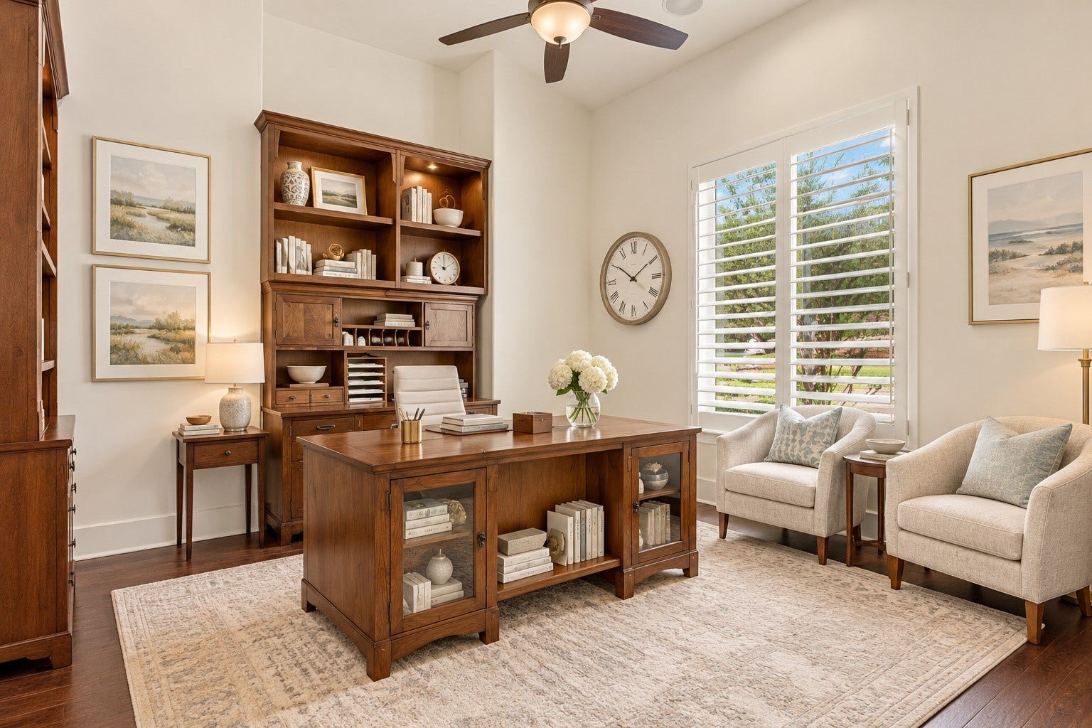 46 Lamerie Way, The Woodlands, TX 77382 Well-appointed private study conveniently located near the entry, featuring beautiful built-ins, elegant finishes, and abundant natural light.