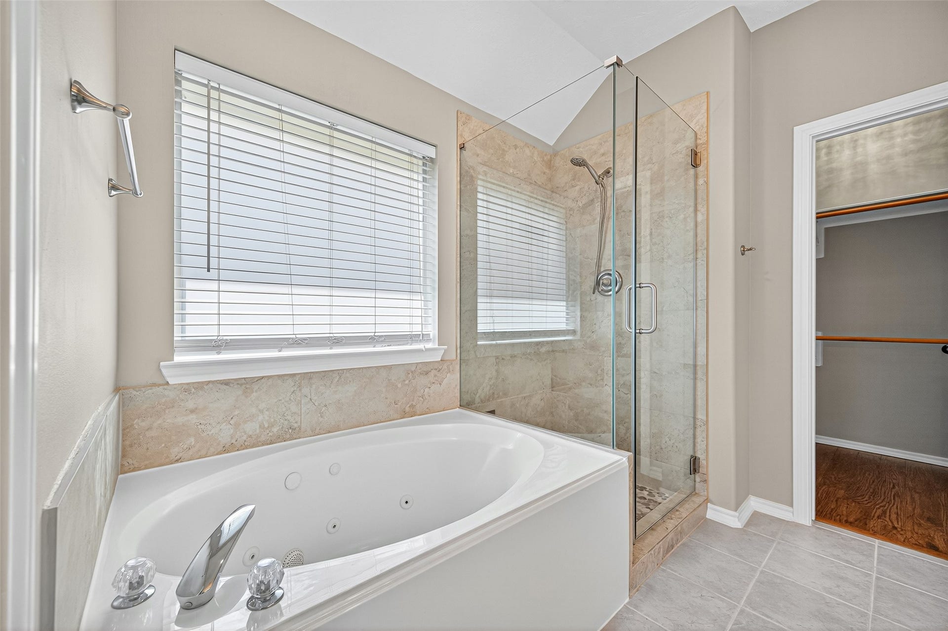 21914 Bronze Leaf Drive, Cypress, TX 77433 Jetted tub and seamless glass shower