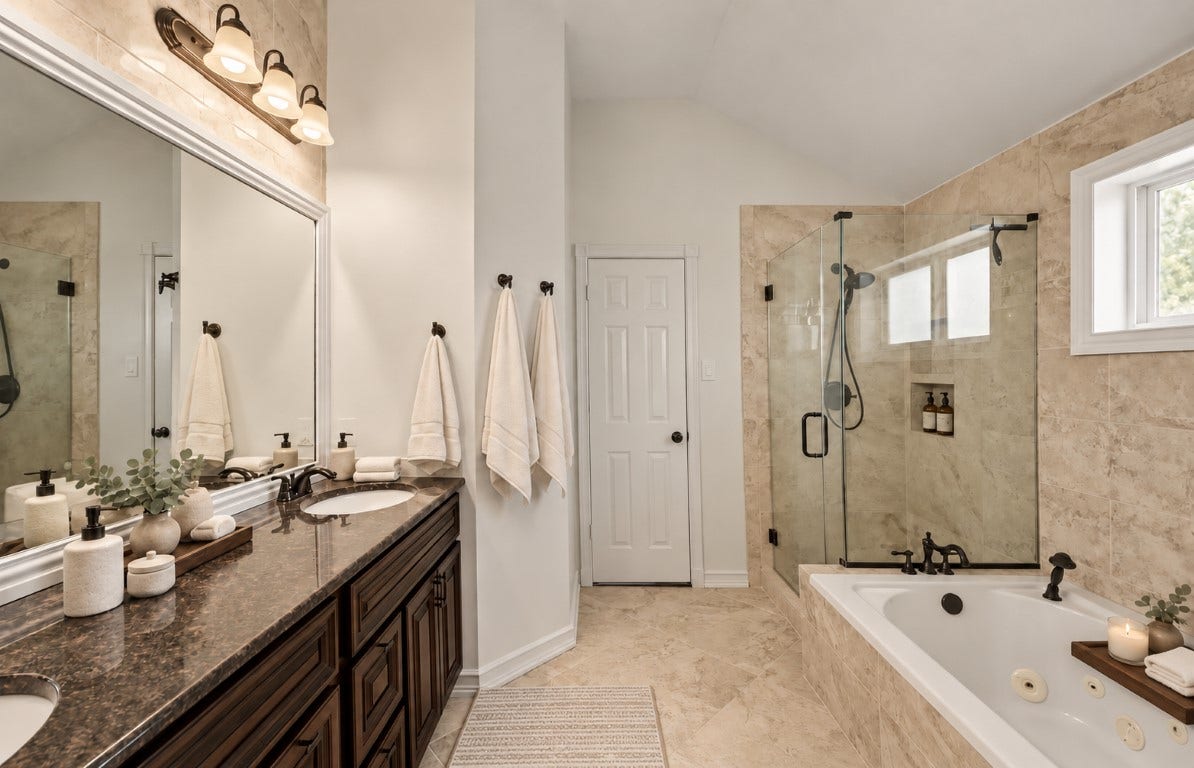 16114 N Lakestone Drive, Tomball, TX 77377 tile floors with separate spa tub and walk in shower