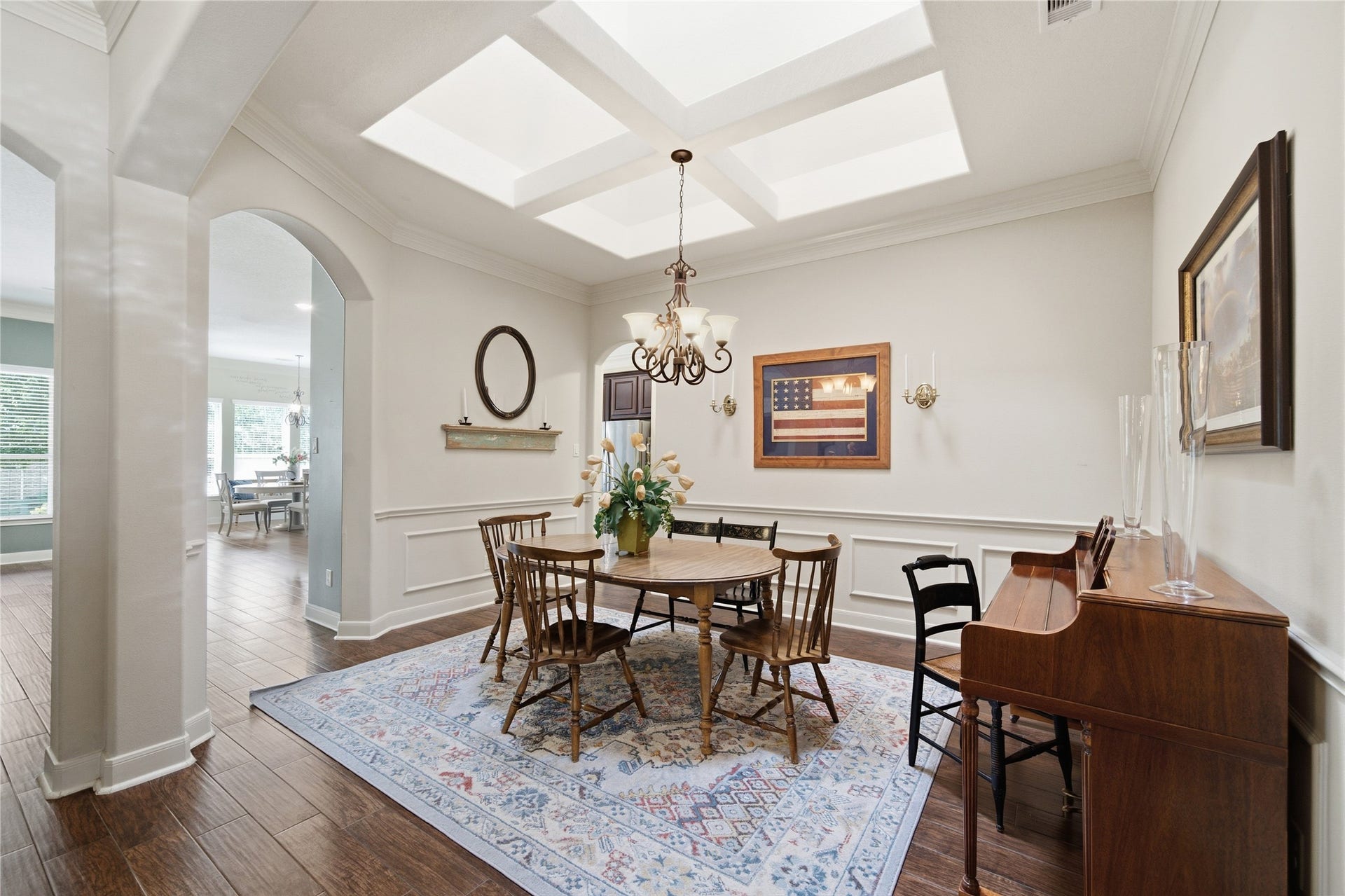 30511 Sethora Hill Way, Fulshear, TX 77441 From holiday celebrations and countless family dinners to card games that last well past dessert, this dining room is a place to come together, share stories, and make memories around the table.